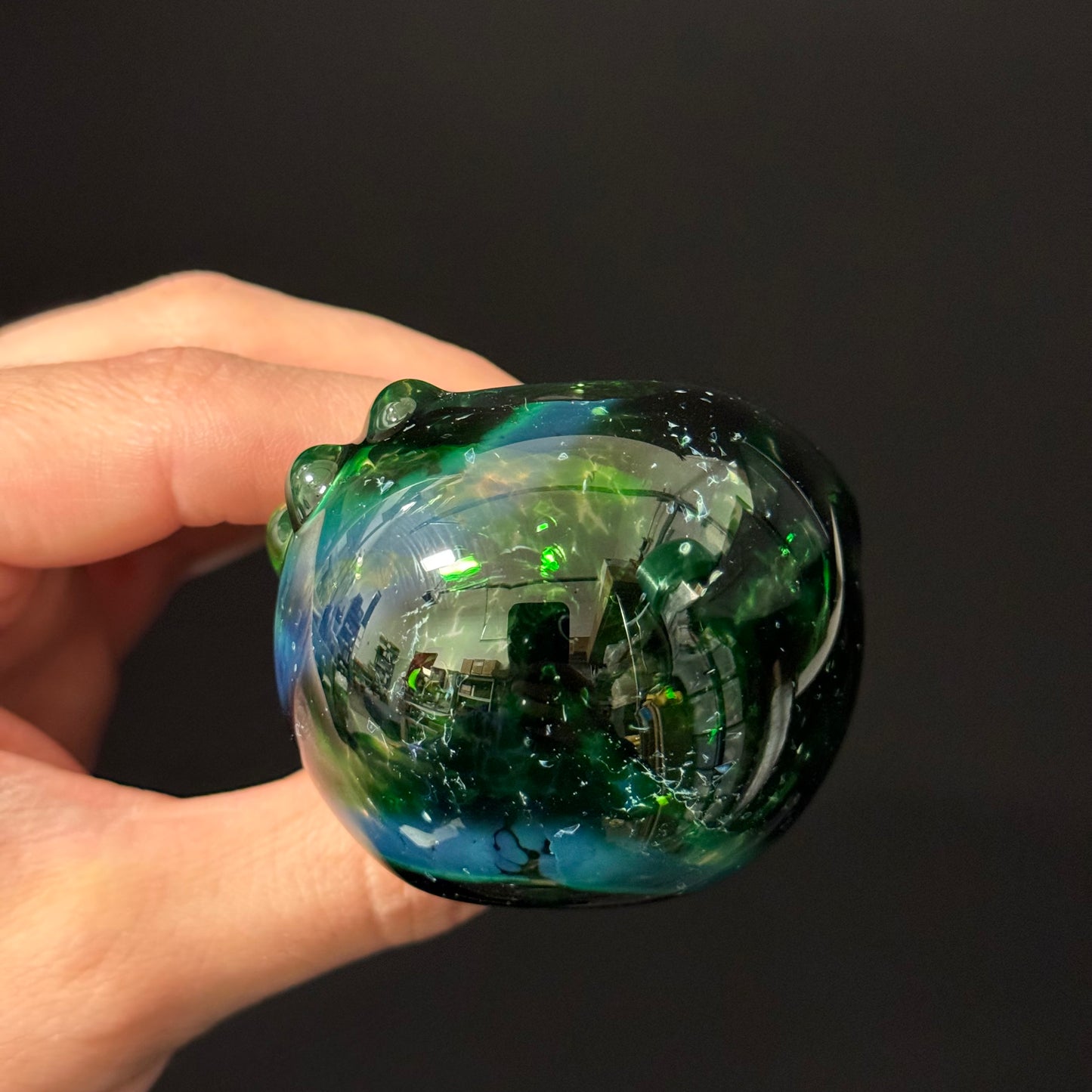 Inside out Black & Green Glass Pipe Heady Pipe Hand Blown Extra Thick