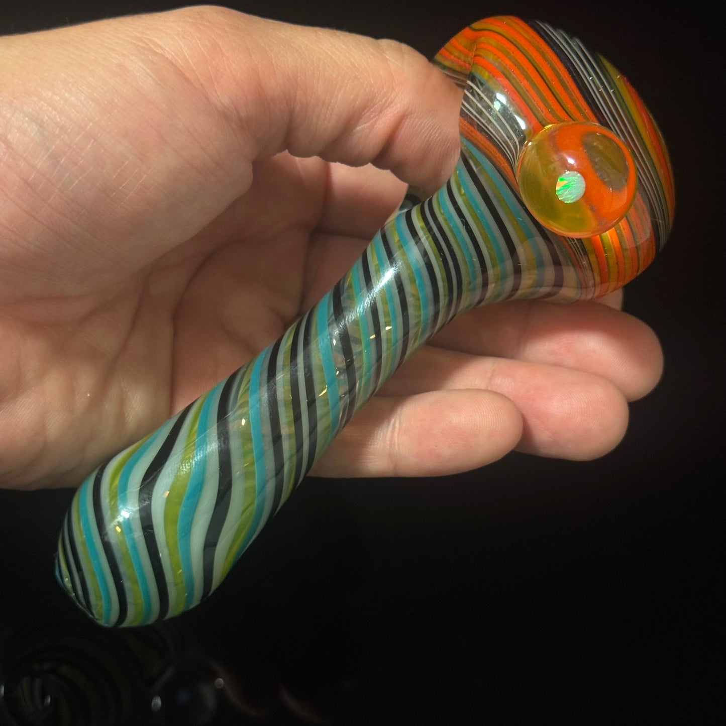 Full Linework Switchback Glass Pipe, Heady Hand Blown with An Opal