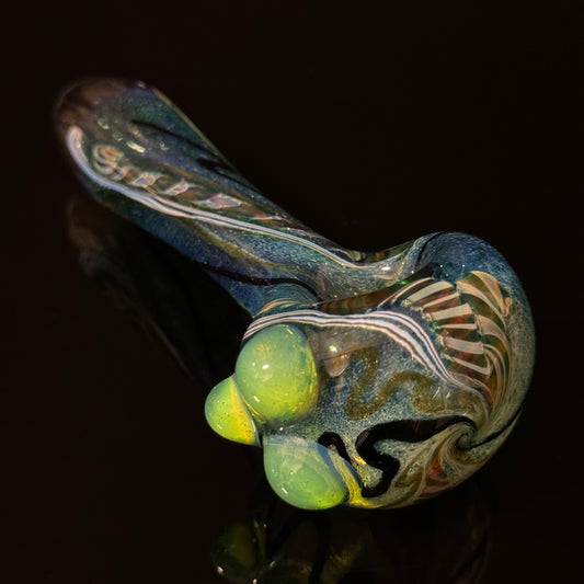 Heavy Inside out Sparkle Blue Glass Pipe with Linework throughout the Heady Pipe