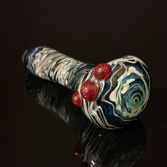 Blue Cobalt Wrapped Color Glass Heady Pipe Hand Blown