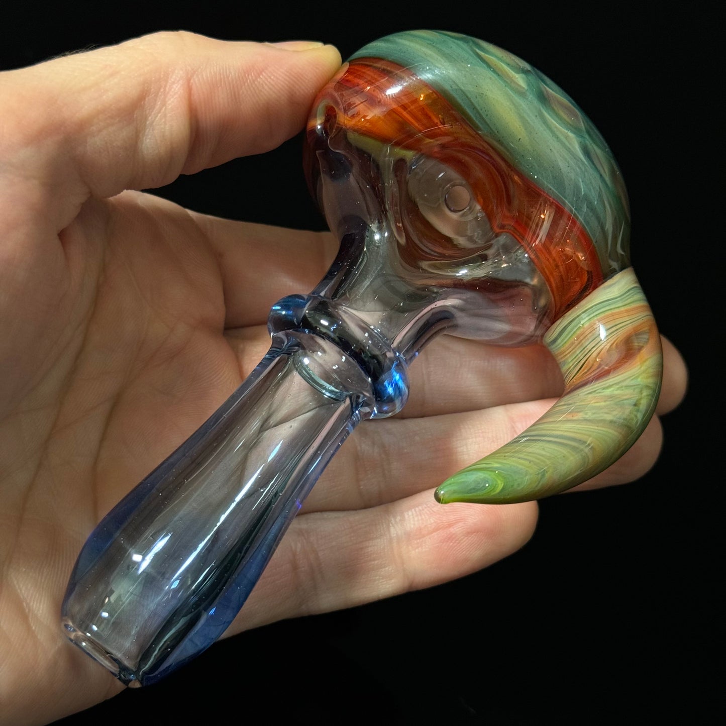 Blue Green Honeycomb Glass Heady Pipe Hand Blown