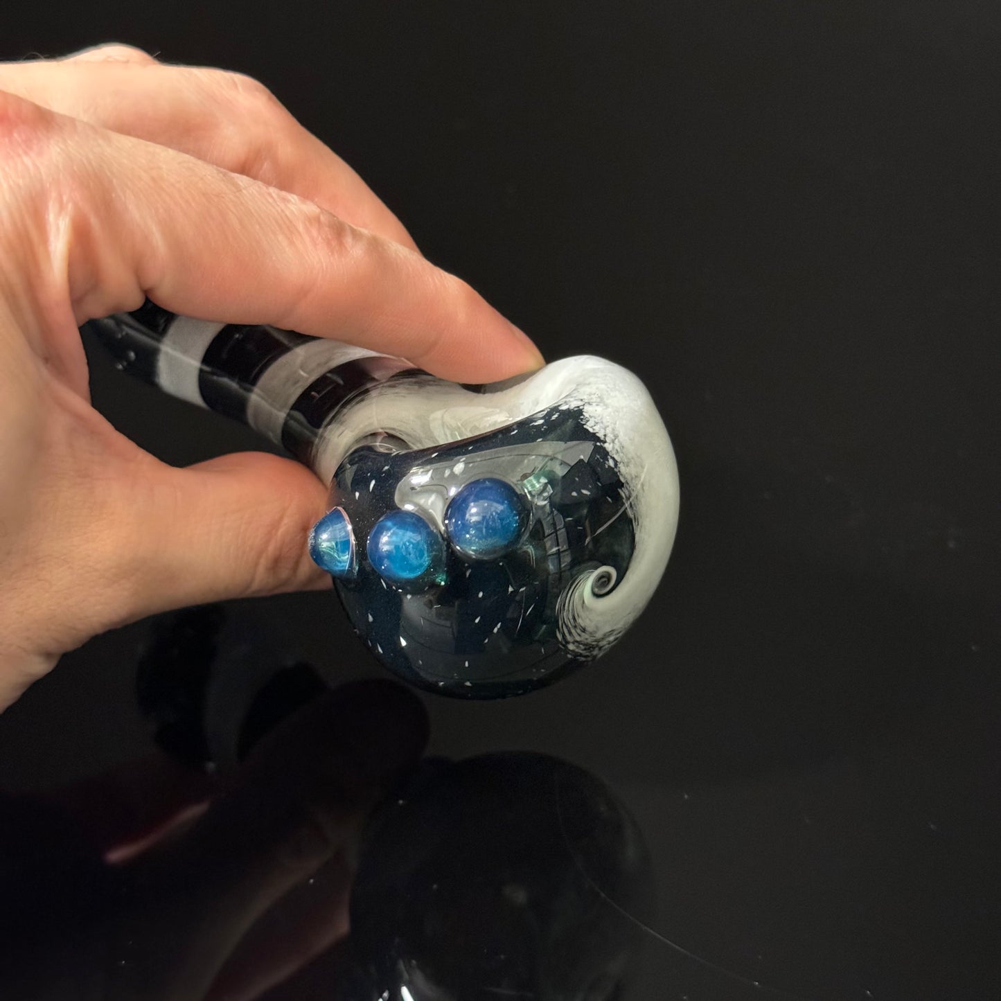 Extra Heavy Black & White Inside Out Glass Heady Pipe Hand Blown