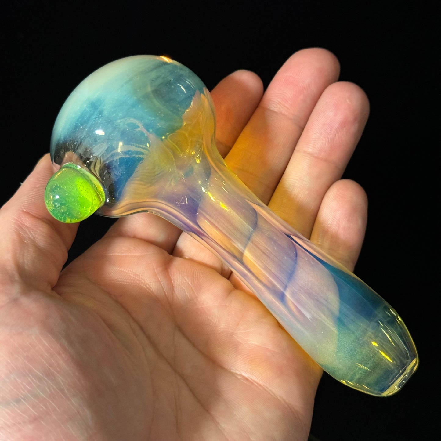 Inside Silver Fuming Color Changing Glass with Slyme Heady Pipe Hand Blown