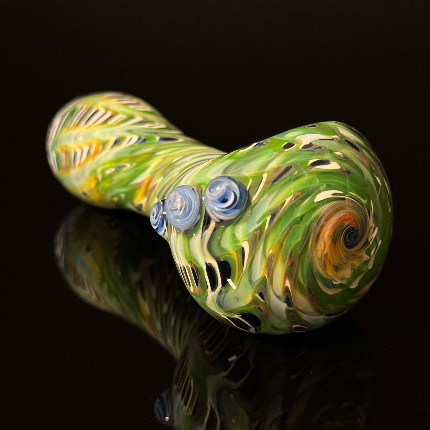 Blue & Green Cobalt Wrapped Color Glass Heady Pipe Hand Blown