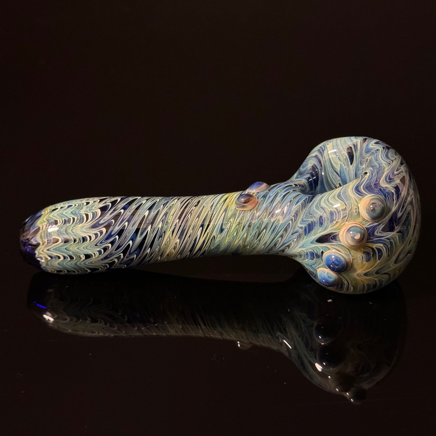 Blue & Green Cobalt Wrapped Color Glass Heady Pipe Hand Blown