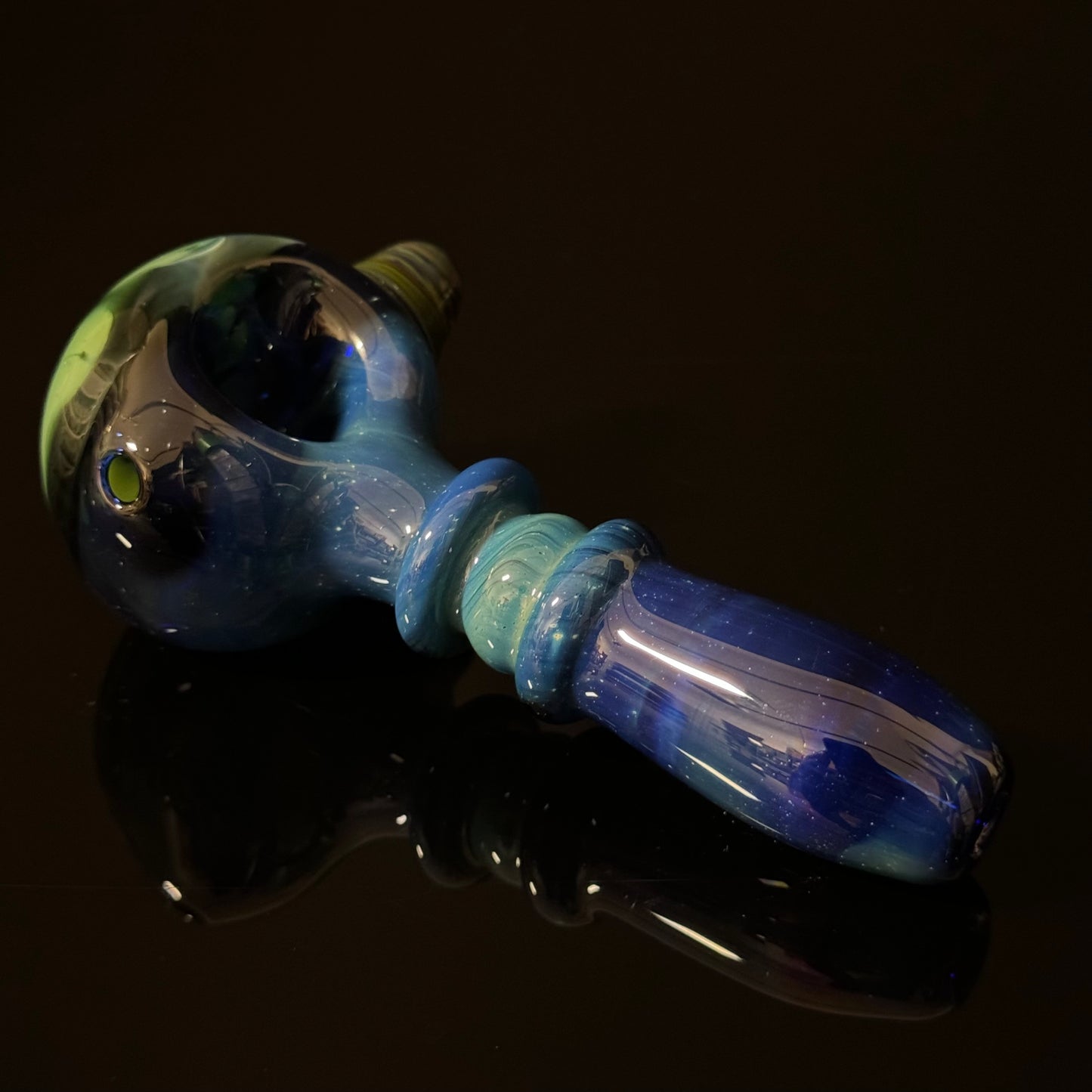 Blue & Green Sparkle Cobalt Wrapped Color Glass Heady Pipe Hand Blown