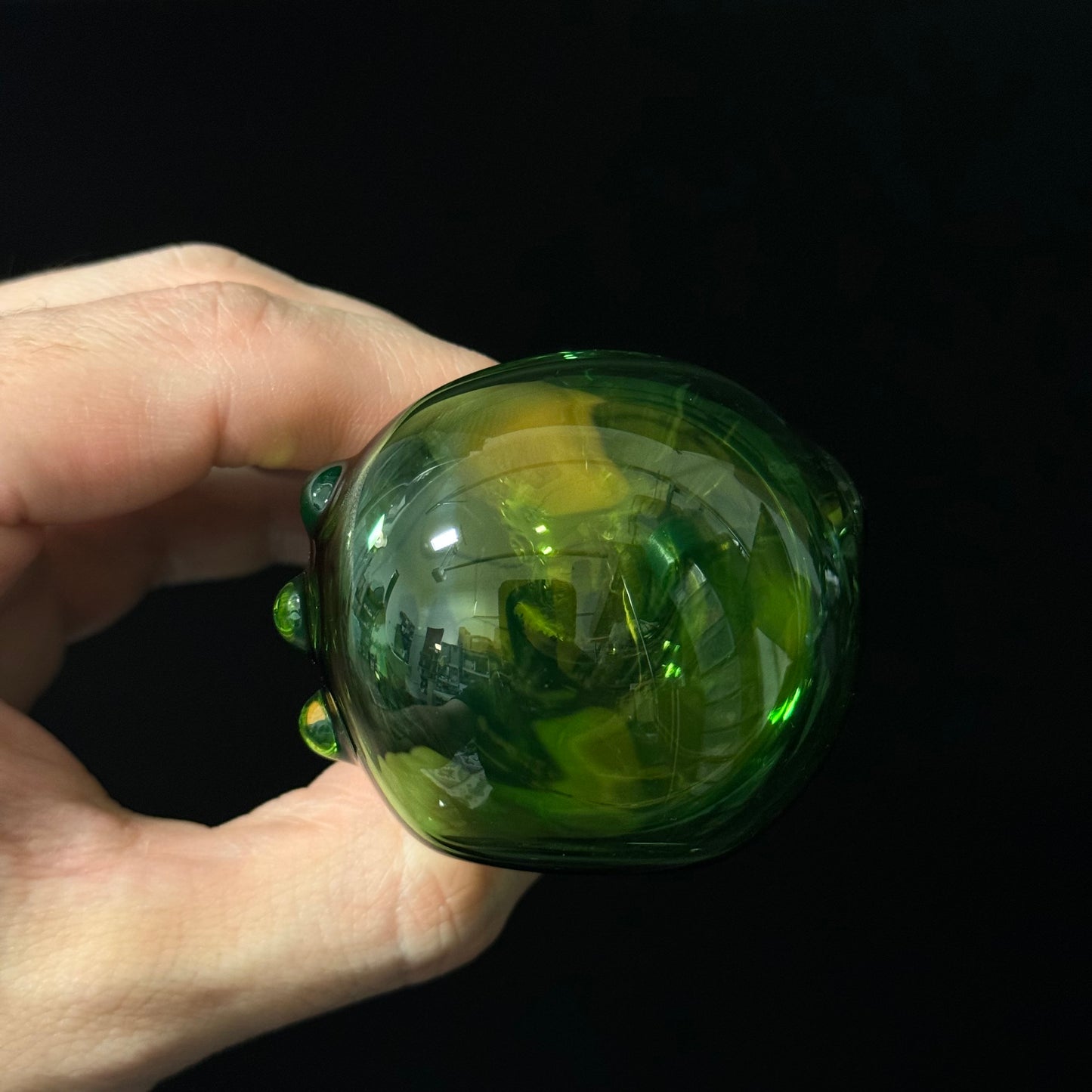 Solid Green Color Glass Heady Pipe Hand Blown