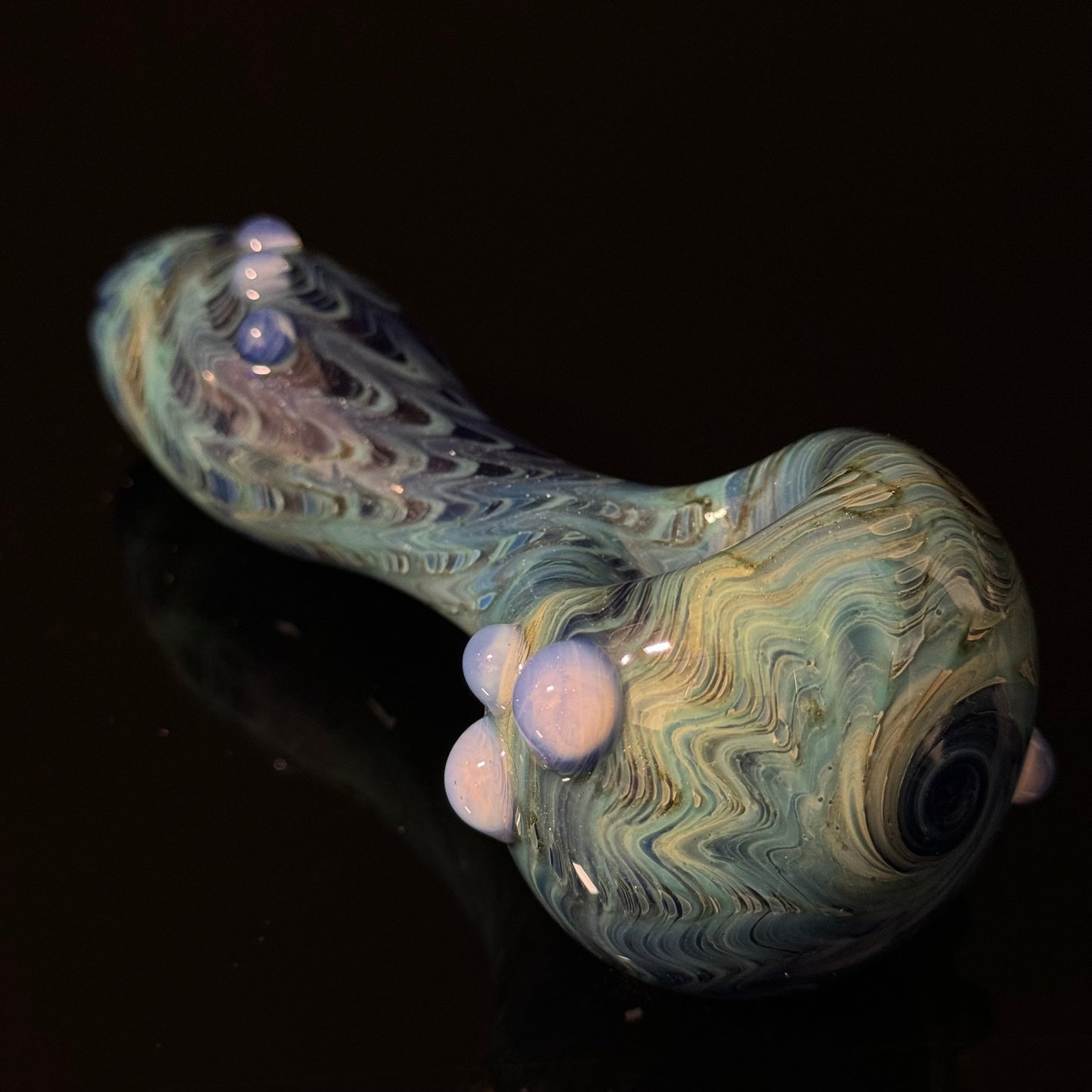 Blue Cobalt Wrapped Color Glass Heady Pipe Hand Blown