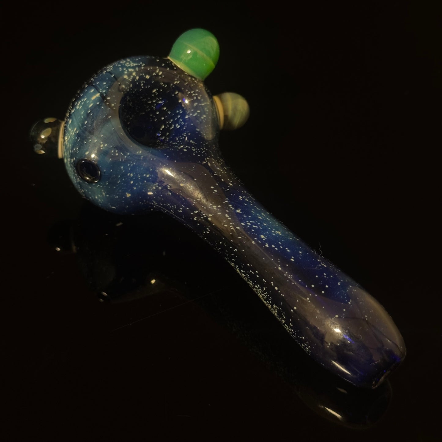 Blue with Slyme Space Galaxy Nebula Glass Pipe Silver Fumed Glass Pipe, Heady Hand Blown