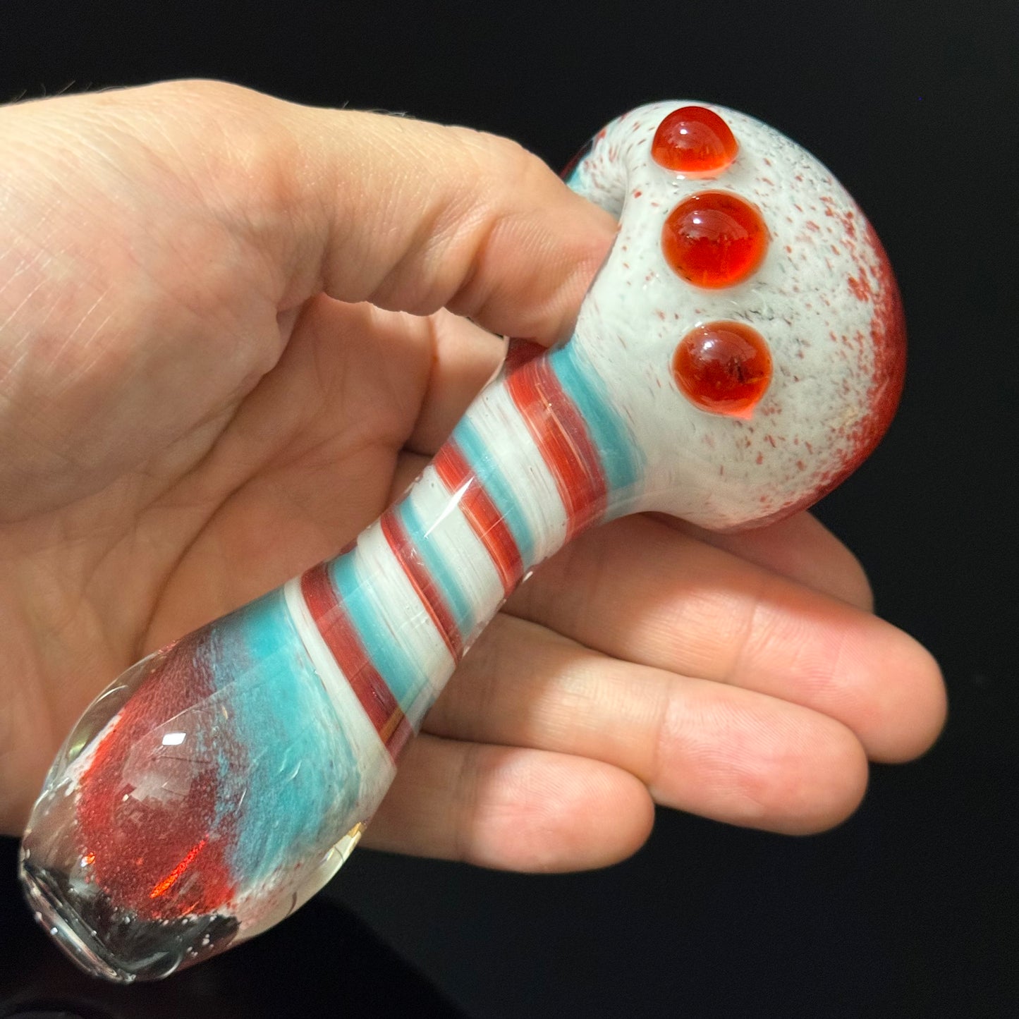 Blue, White & Red Inside Out Glass Pipe Heady Pipe Hand Blown Extra Thick