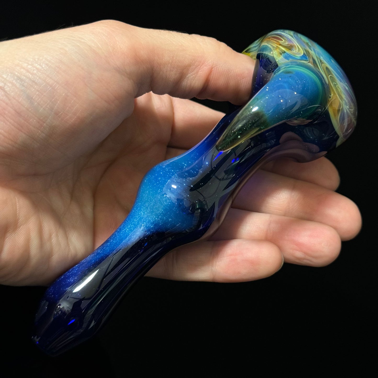 Blue Purple Marbeling affect Glass Heady Pipe Hand Blown