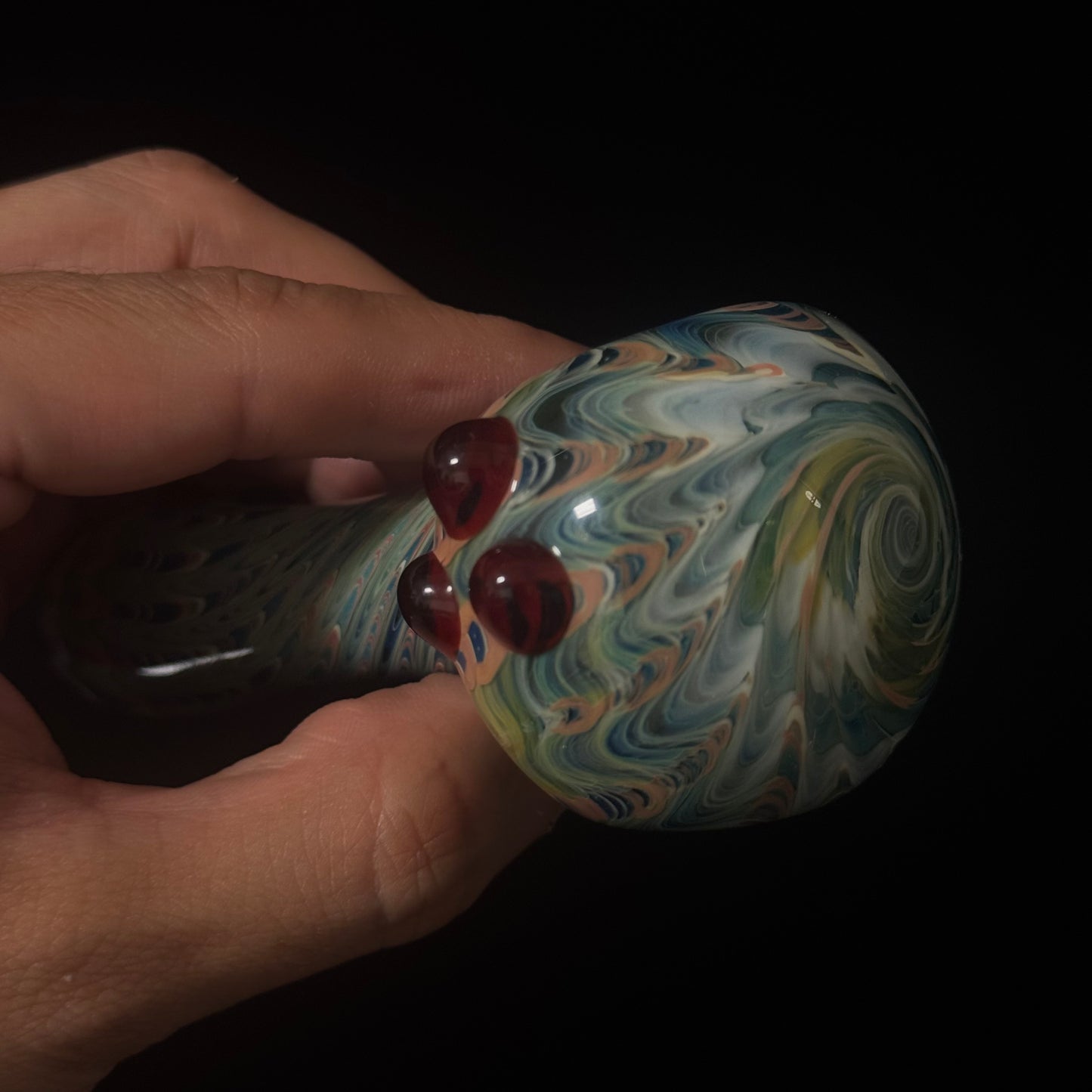 Blue Cobalt Wrapped Color Glass Heady Pipe Hand Blown