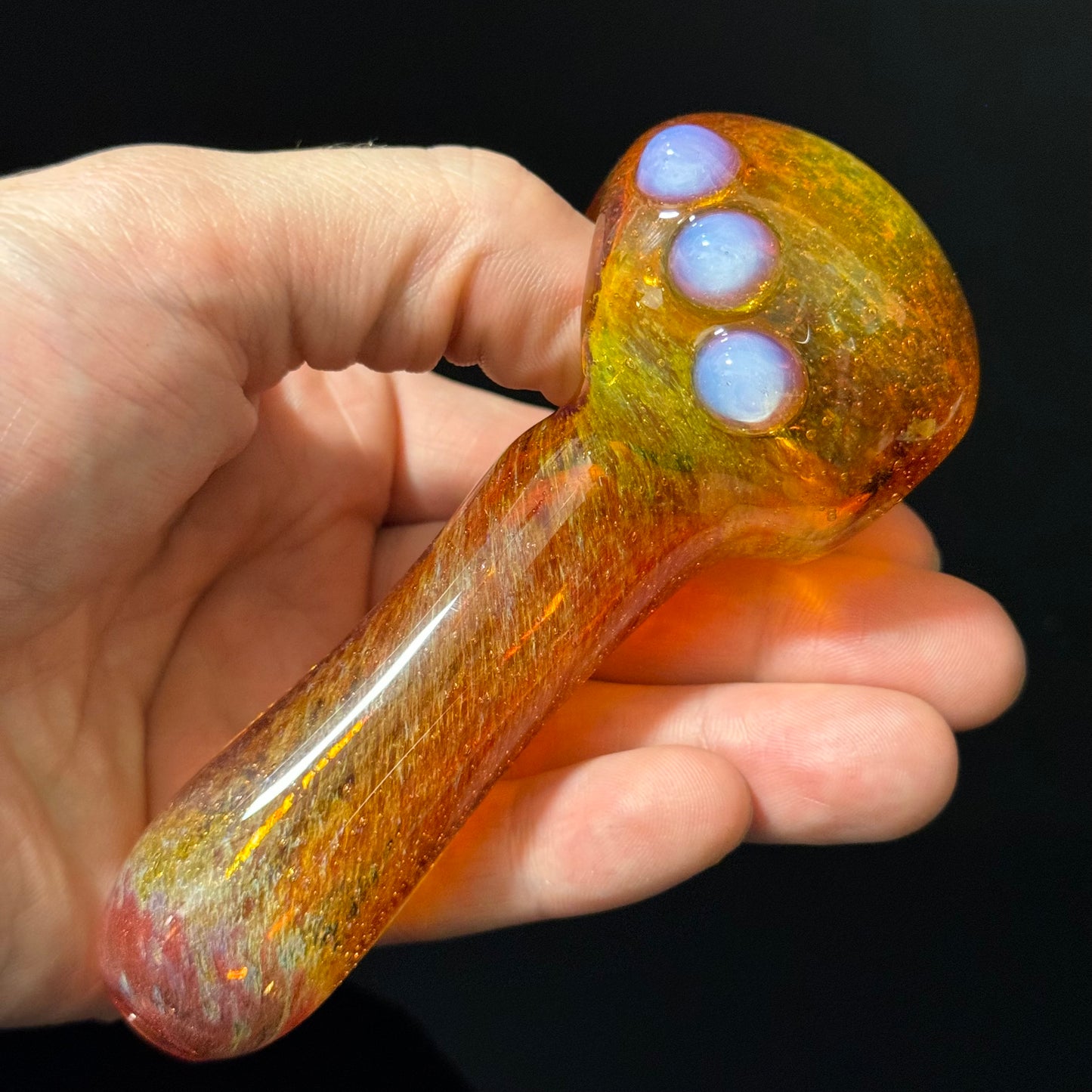 Multicolor Orange Inside Out Glass Pipe Heady Pipe Hand Blown Extra Thick