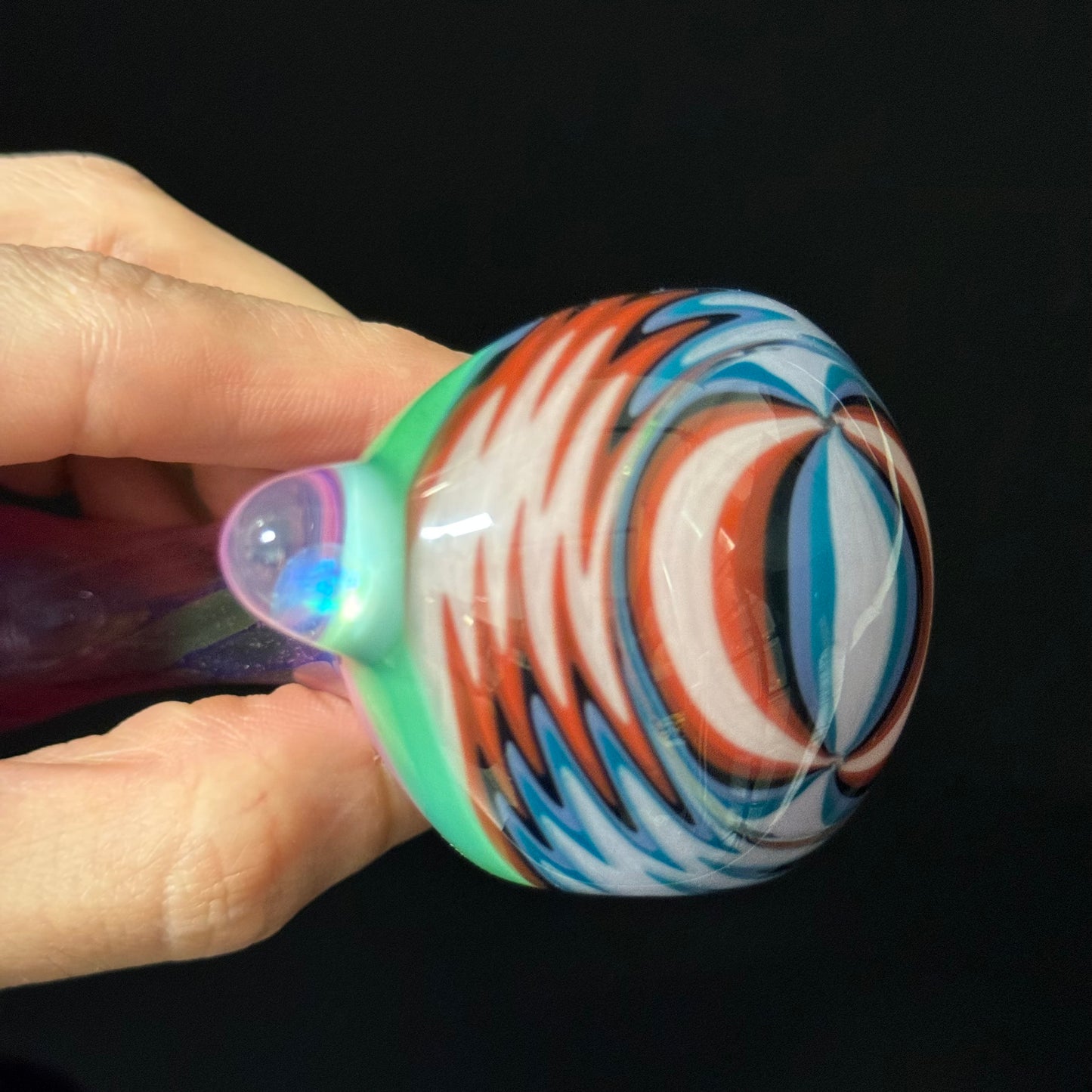 Full pink Slyme & Slyme Color Linework Glass Pipe, Heady Hand Blown with An Opal