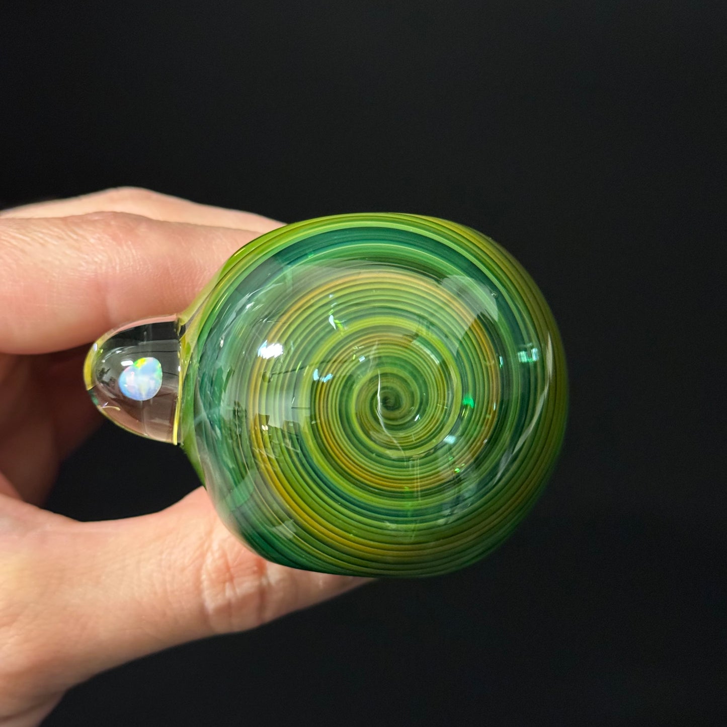 Gilson Opsl on a Green Wrapped Glass Pipe Heady Pipe Hand Blown