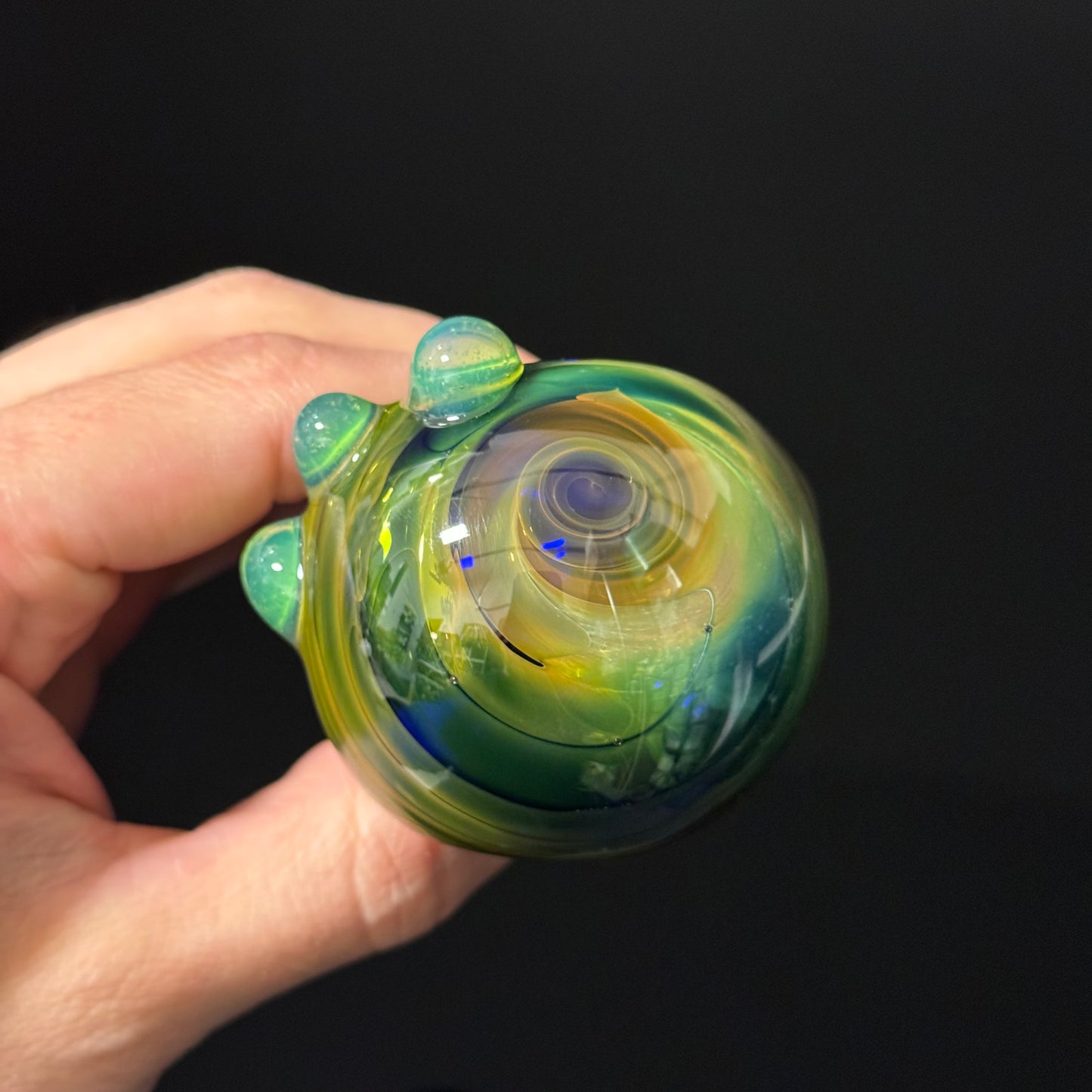 Green Wrapped Glass Pipe with Slyme Heady Pipe Hand Blown