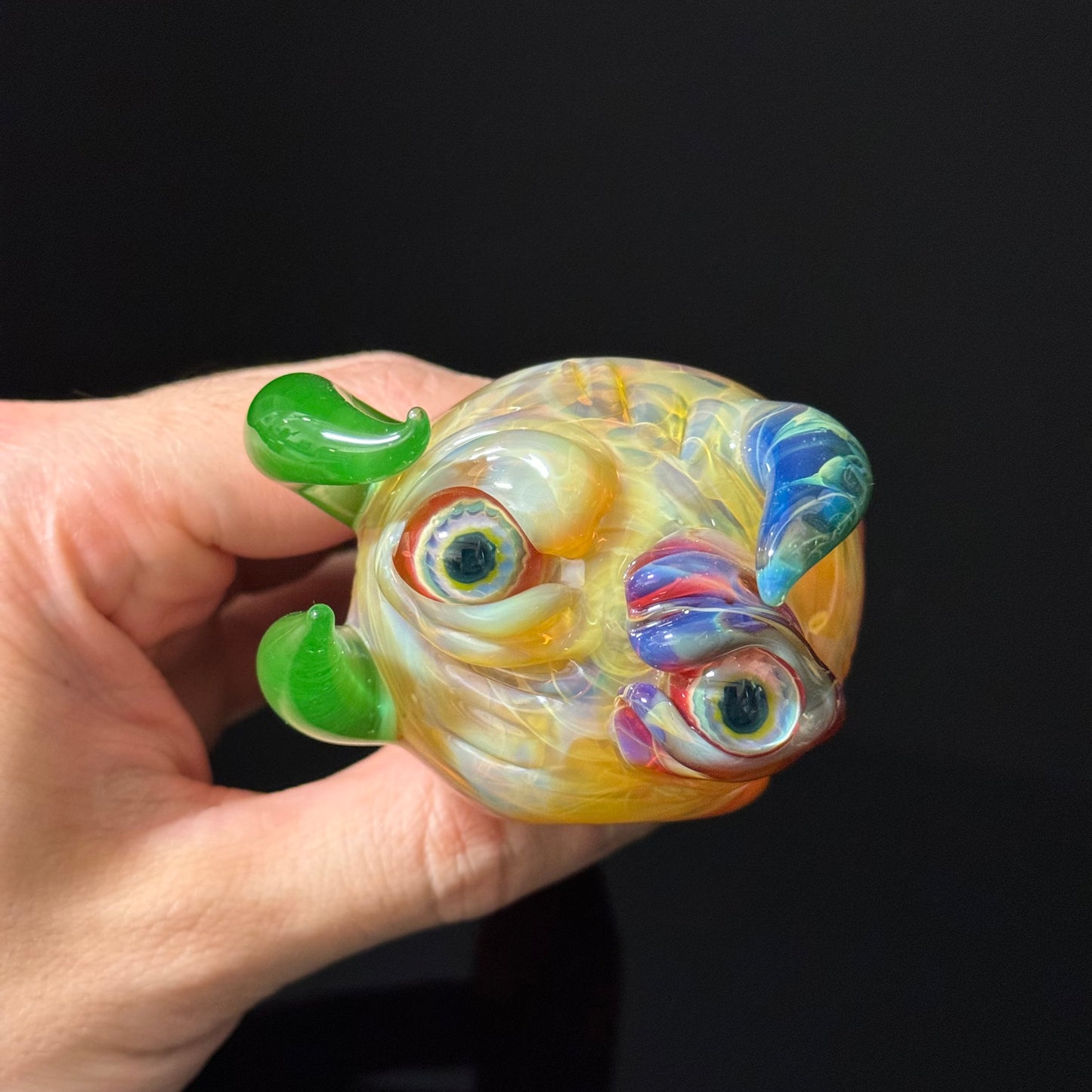 Orange Eyeball Monster Glass Heady Pipe Hand Blown