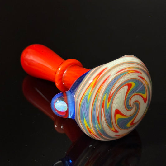 Full Color Linework Glass Pipe, Heady Hand Blown with An Opal