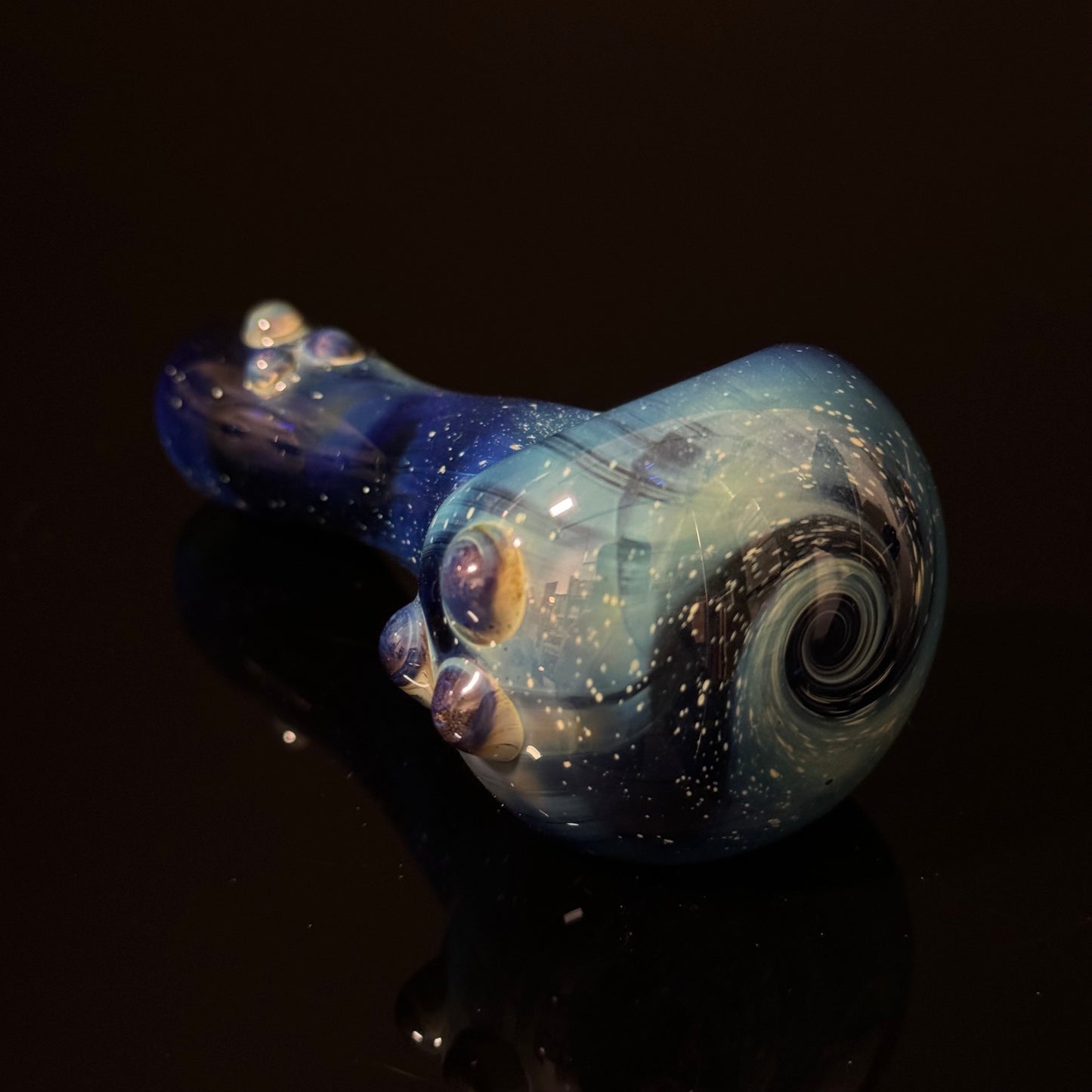 Blue Space Galaxy Nebula Glass Pipe Silver Fumed Glass Pipe, Heady Hand Blown