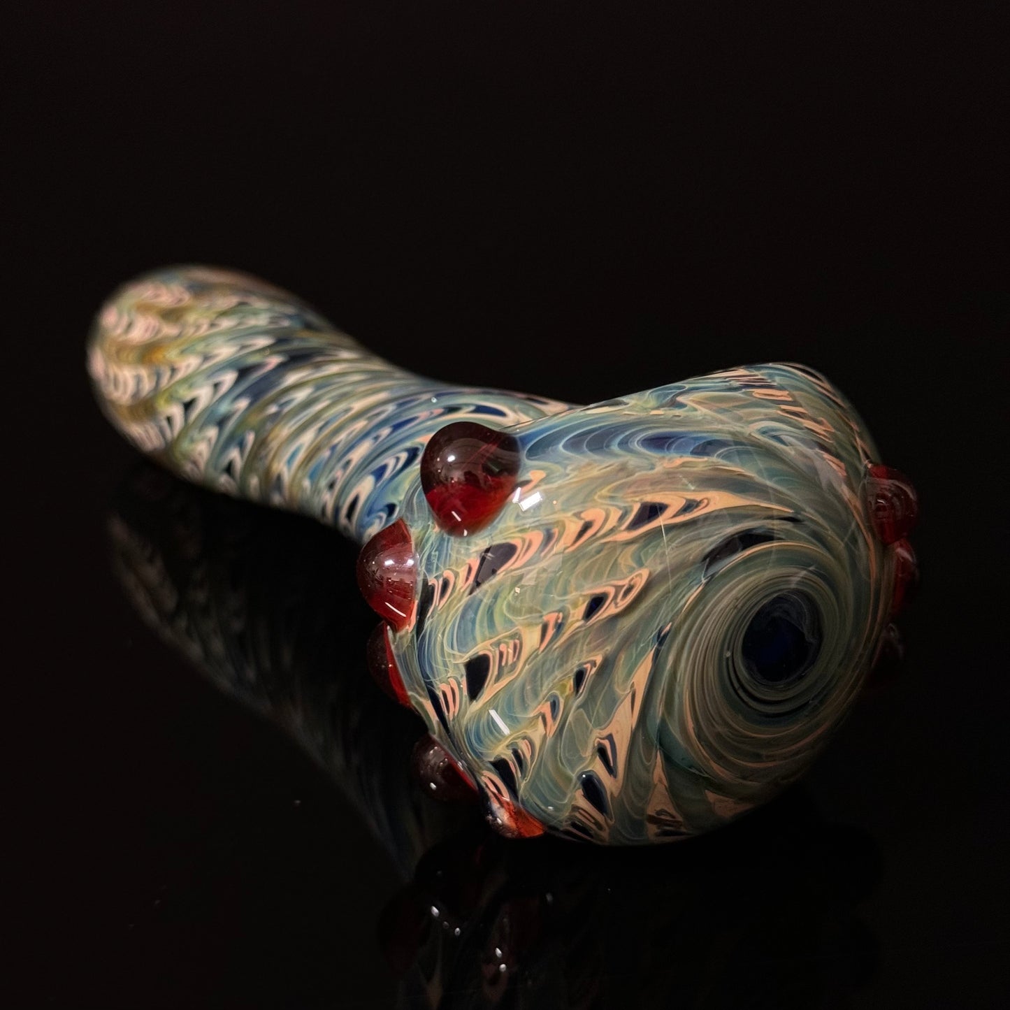 Blue & Green Cobalt Wrapped Color Glass Heady Pipe Hand Blown