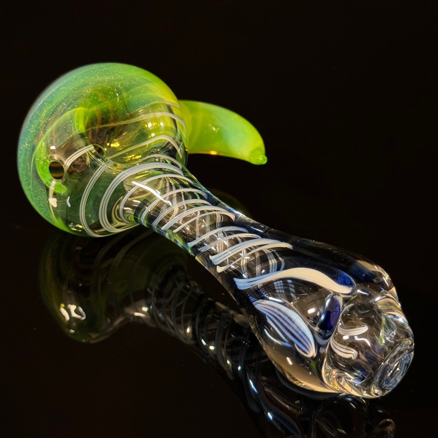 Full Color Linework Glass Pipe, Heady Hand Blown with An Opal