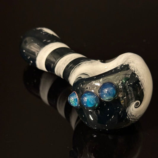 Extra Heavy Black & White Inside Out Glass Heady Pipe Hand Blown