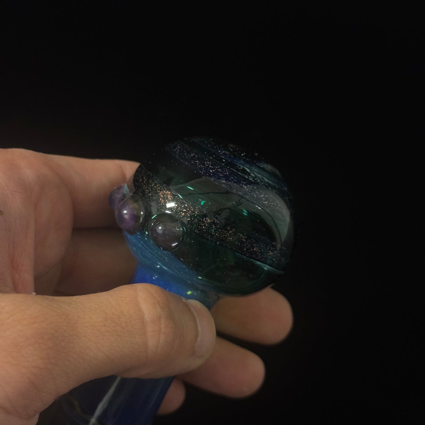 Dichro Sparke Green Glass Heady Pipe Hand Blown
