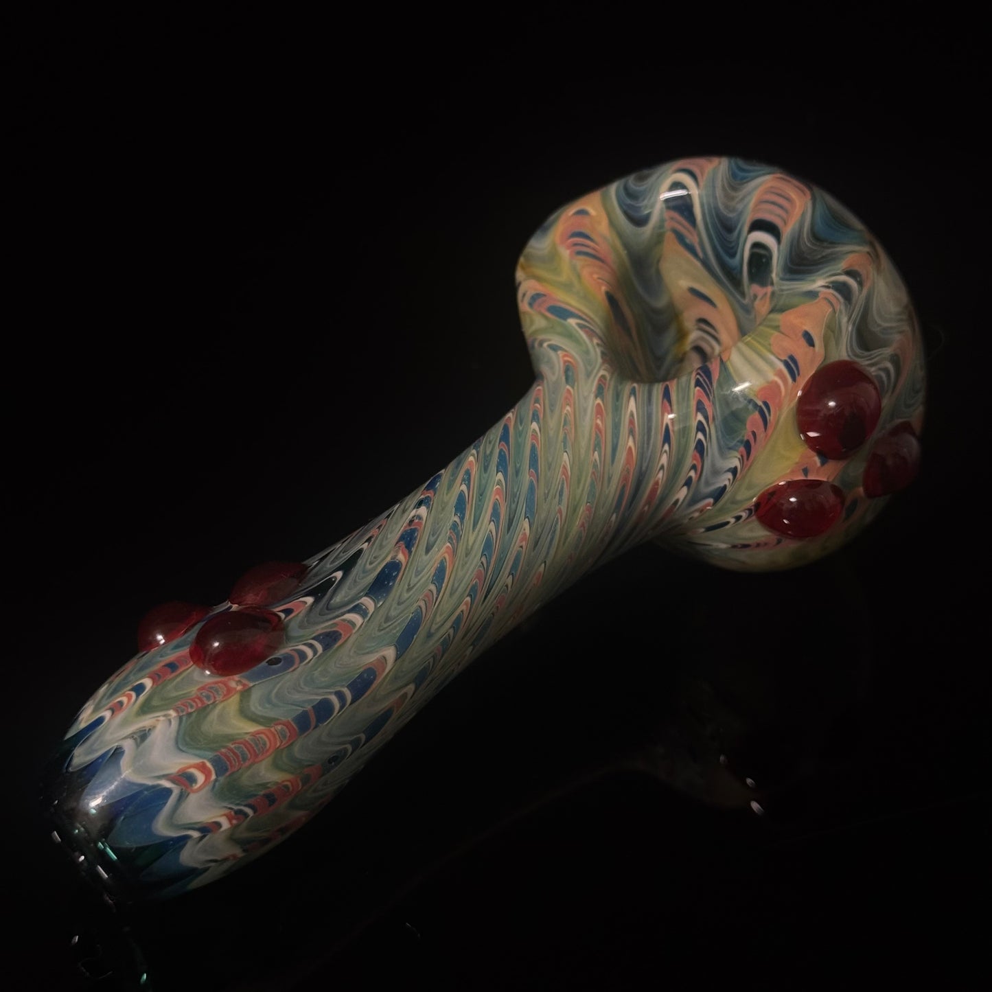 Blue Cobalt Wrapped Color Glass Heady Pipe Hand Blown