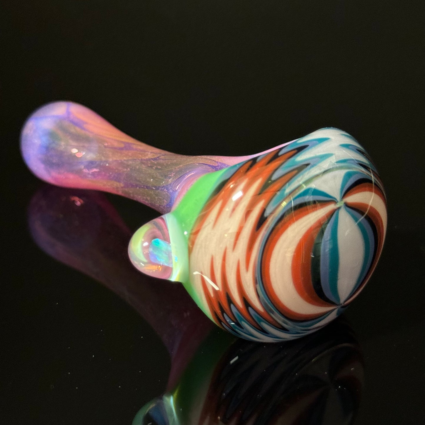 Full pink Slyme & Slyme Color Linework Glass Pipe, Heady Hand Blown with An Opal