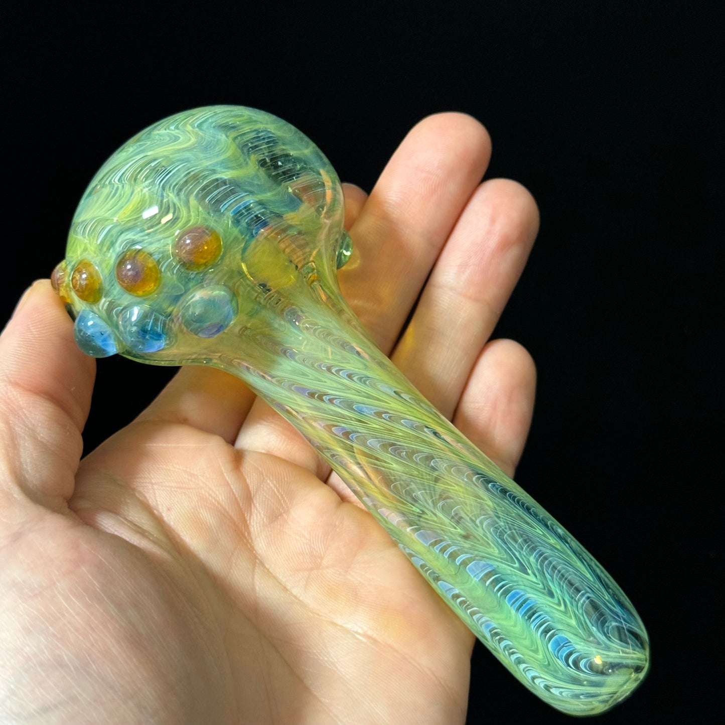 Wrap & Rake Color Changing Glass Heady Pipe Hand Blown