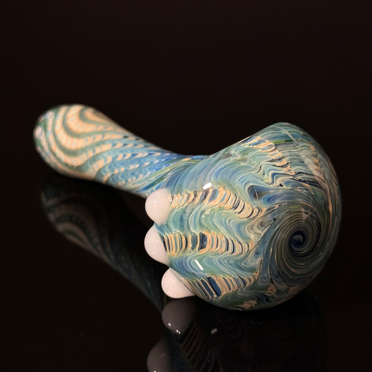 Blue & Green Cobalt Wrapped Color Glass Heady Pipe Hand Blown