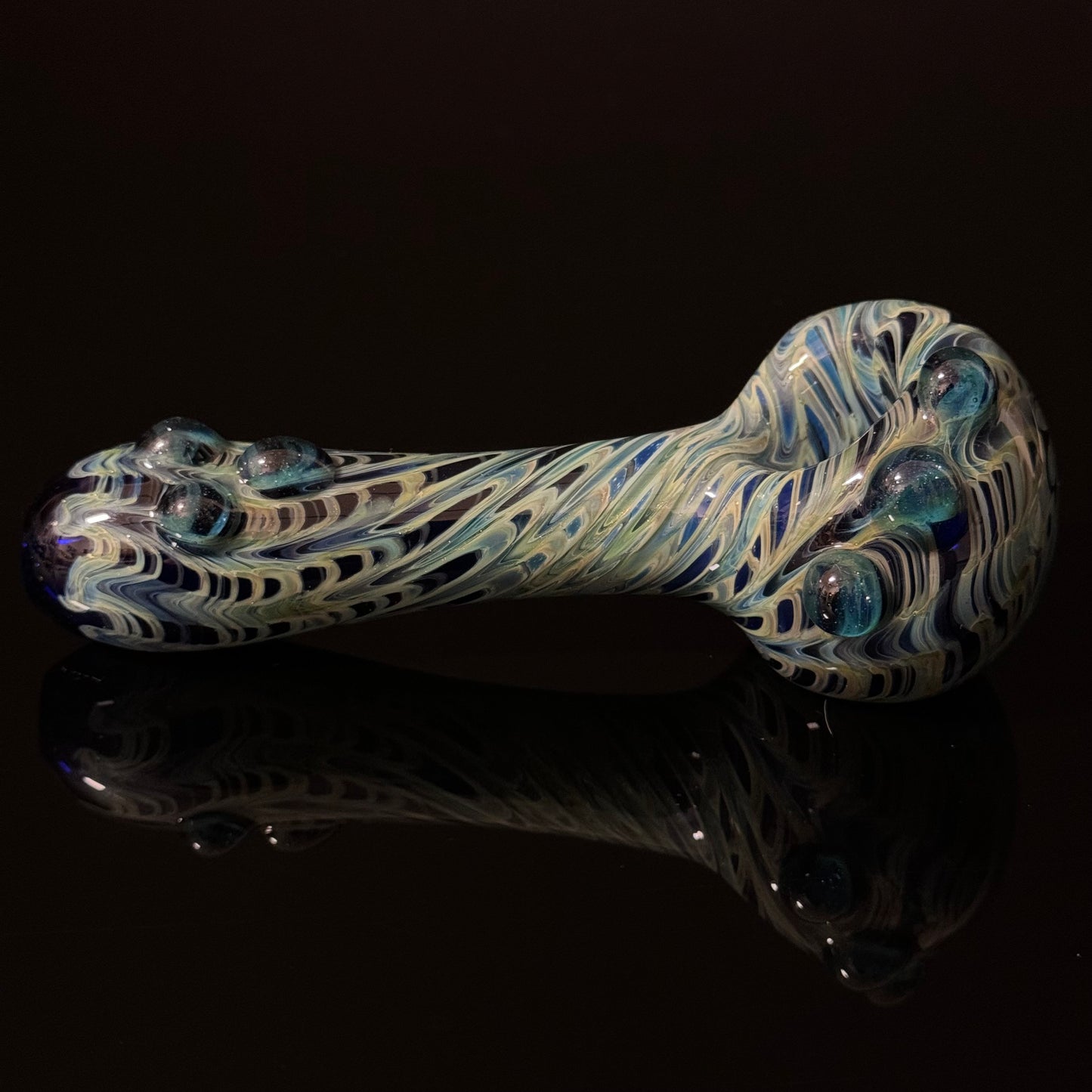 Blue Cobalt Wrapped Color Glass Heady Pipe Hand Blown