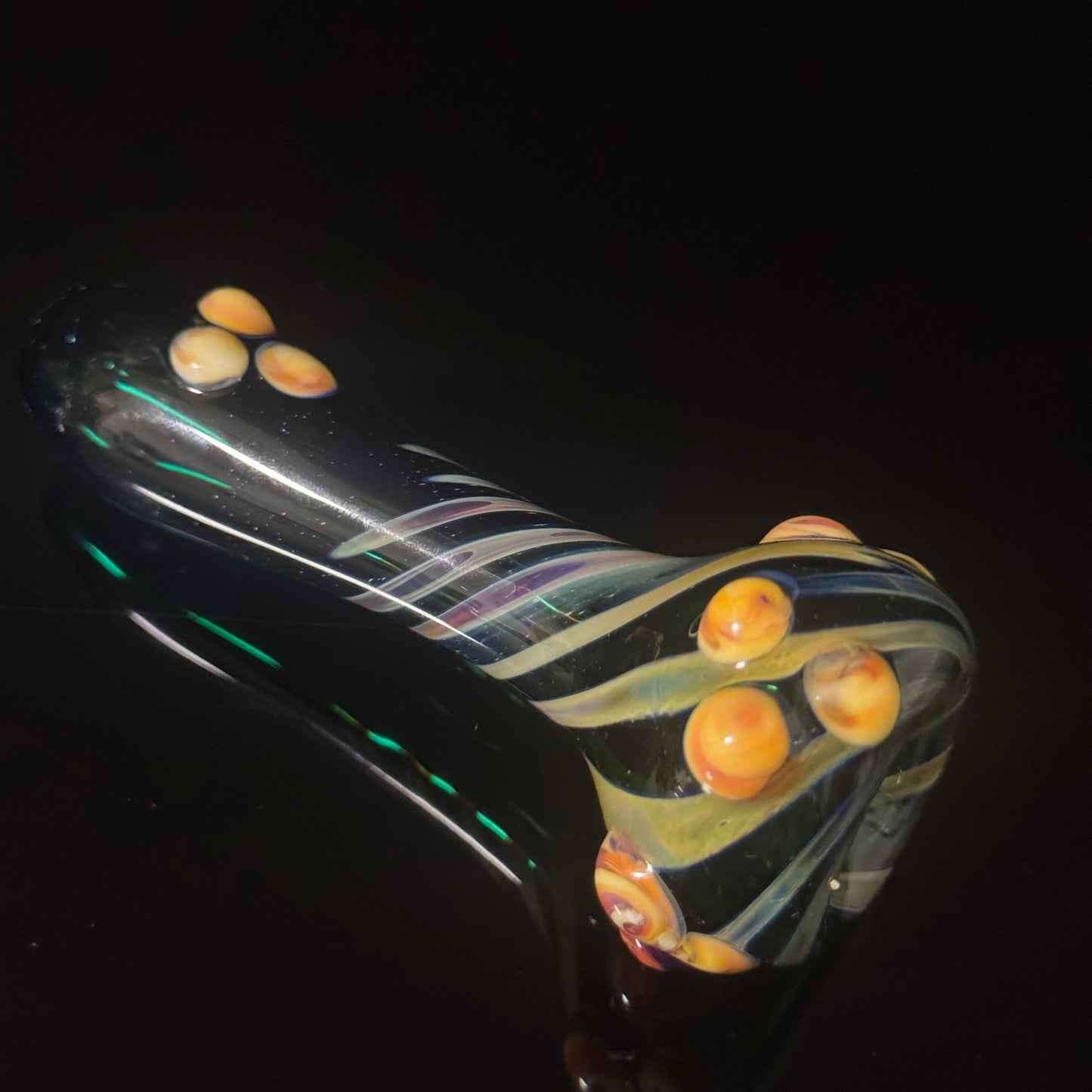 Heavy Green Silver Fumed Glass Heady Chillim Pipe Hand Blown