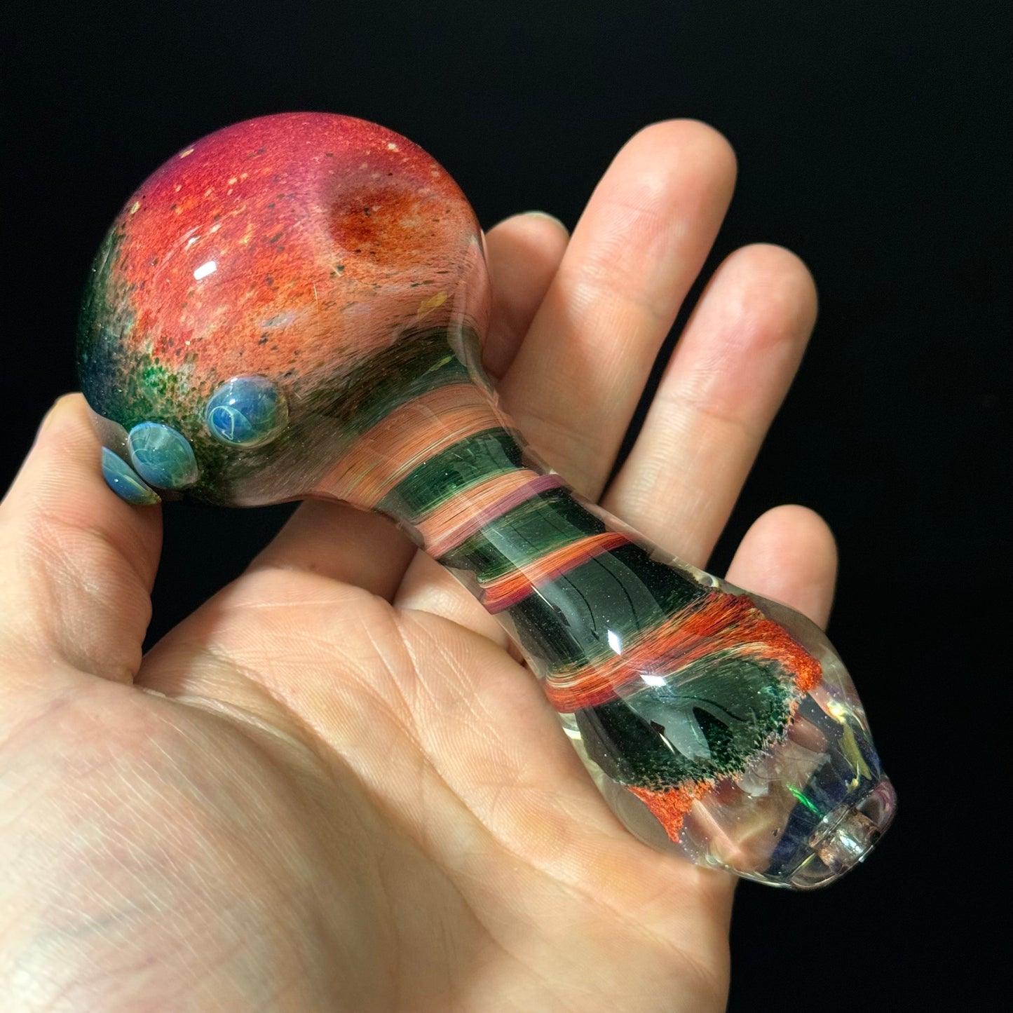 Black & Red Inside Out Glass Pipe Heady Pipe Hand Blown Extra Thick