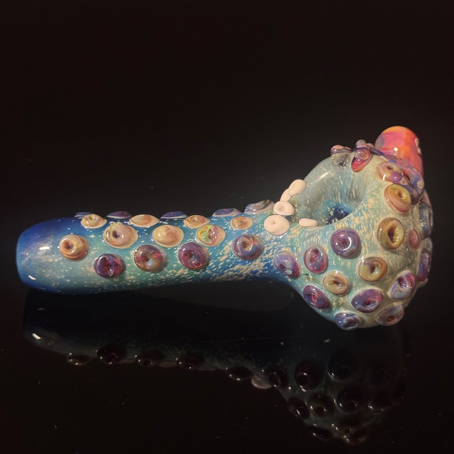 Octopus Barnacle Sea pipe on Blue Fumed Cobalt Color Glass Heady Pipe Hand Blown