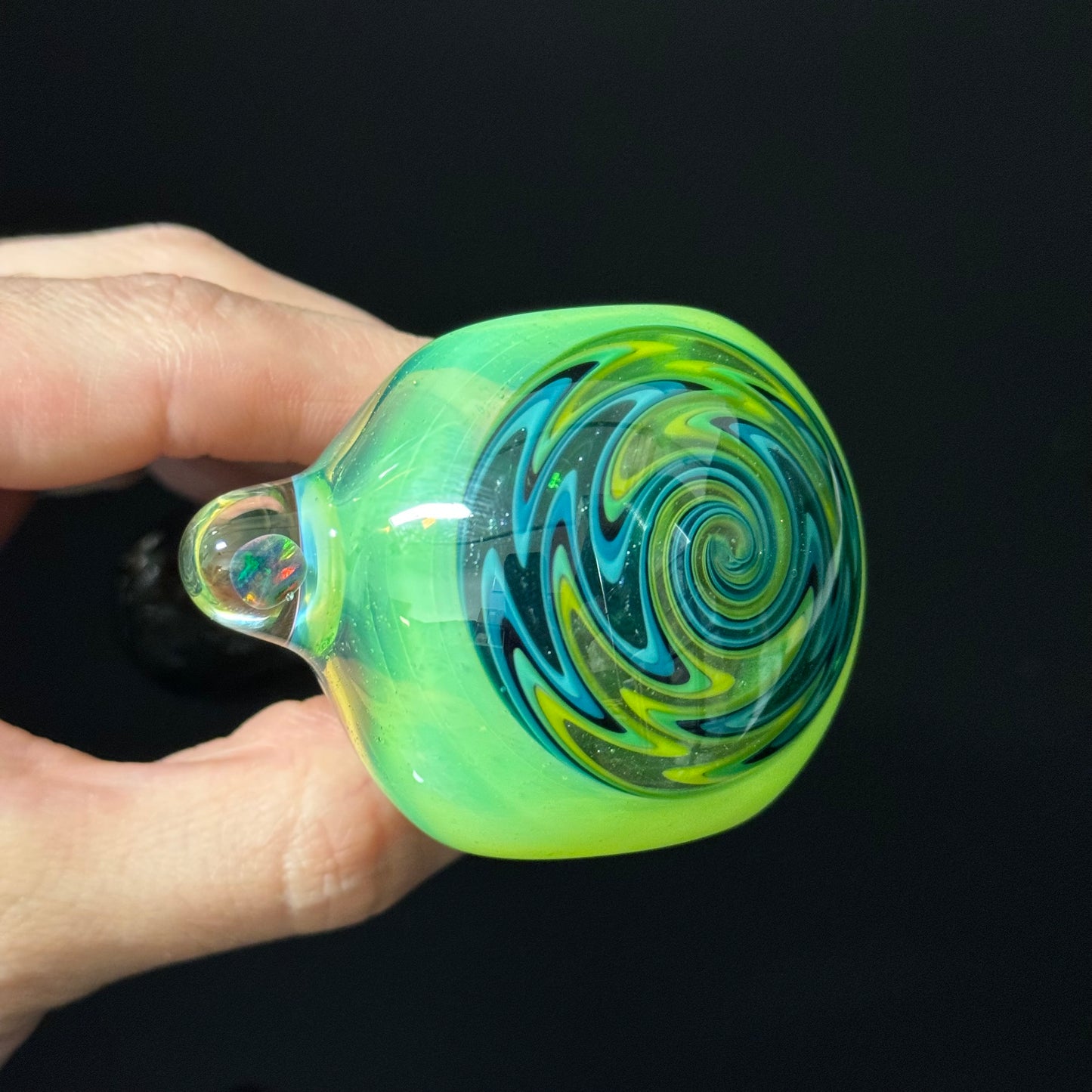 Slyme Color Linework Glass Pipe, Heady Hand Blown with An Opal