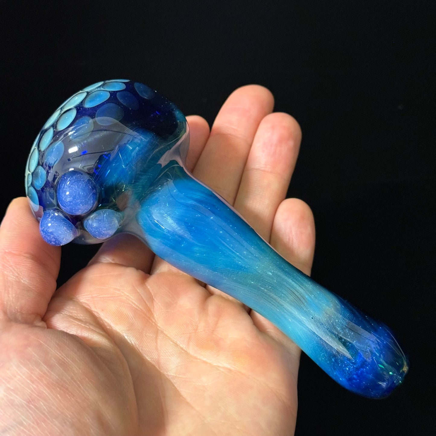 Blue Honeycomb Glass Heady Pipe Hand Blown