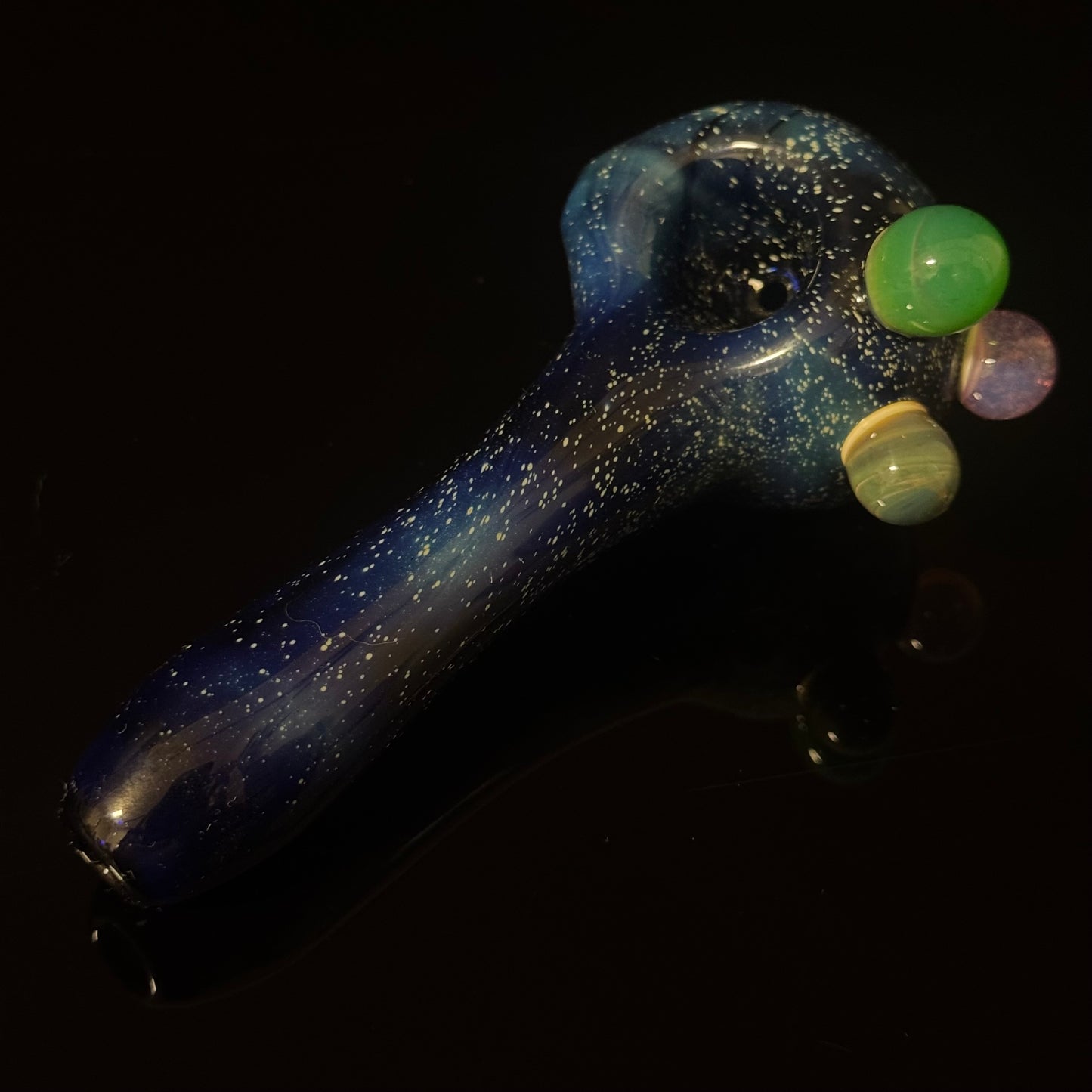 Blue with Slyme Space Galaxy Nebula Glass Pipe Silver Fumed Glass Pipe, Heady Hand Blown