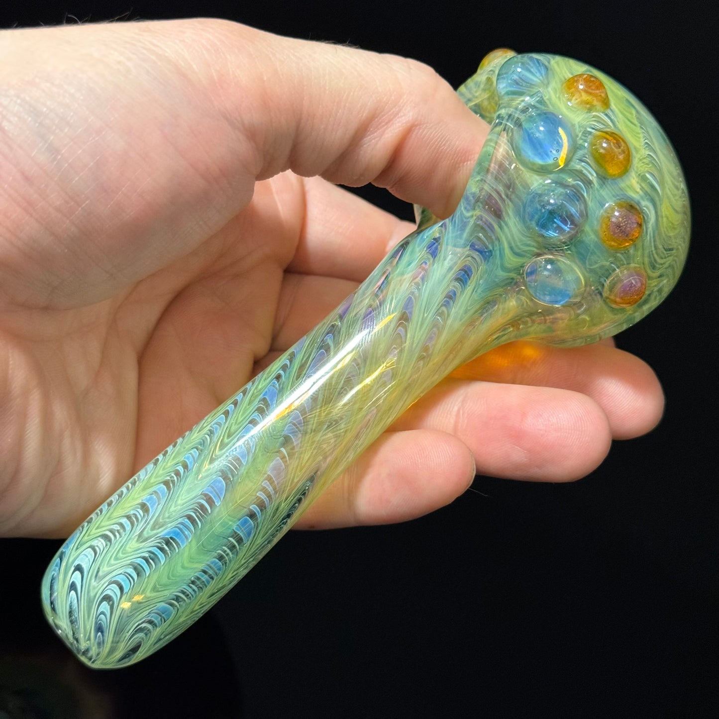 Wrap & Rake Color Changing Glass Heady Pipe Hand Blown