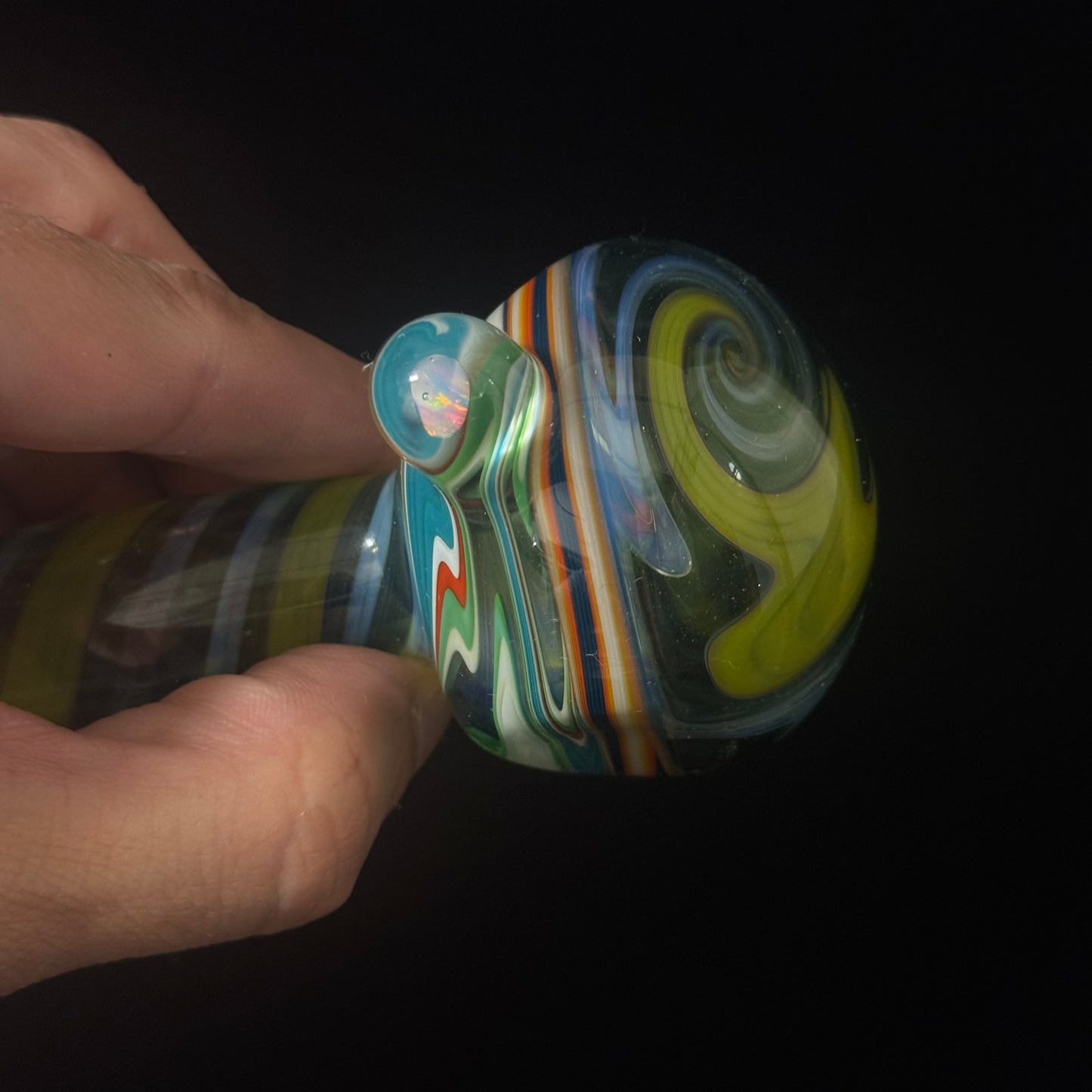 Full Linework Switchback Glass Pipe, Heady Hand Blown with An Opal
