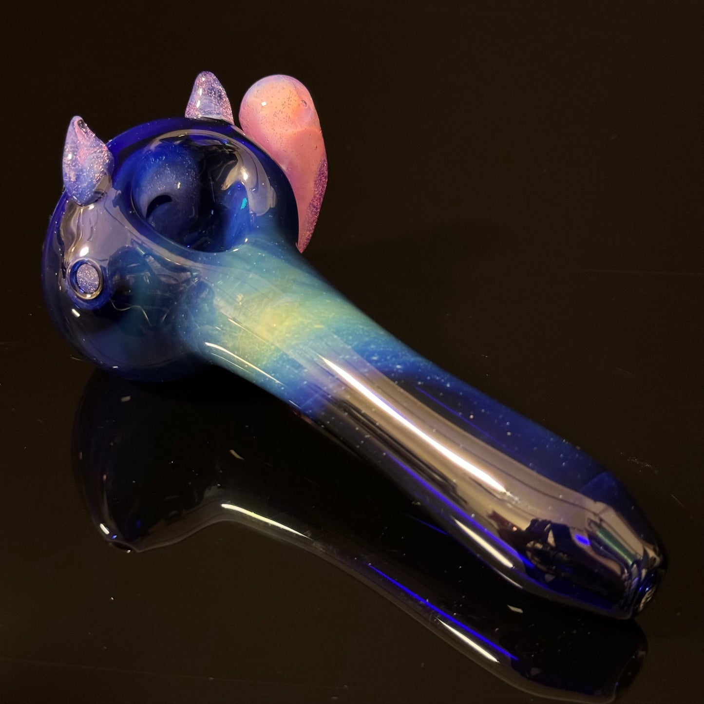 Cat Face Pink Slyme Glass Pipe Heady Pipe Hand Blown Cat Pipe