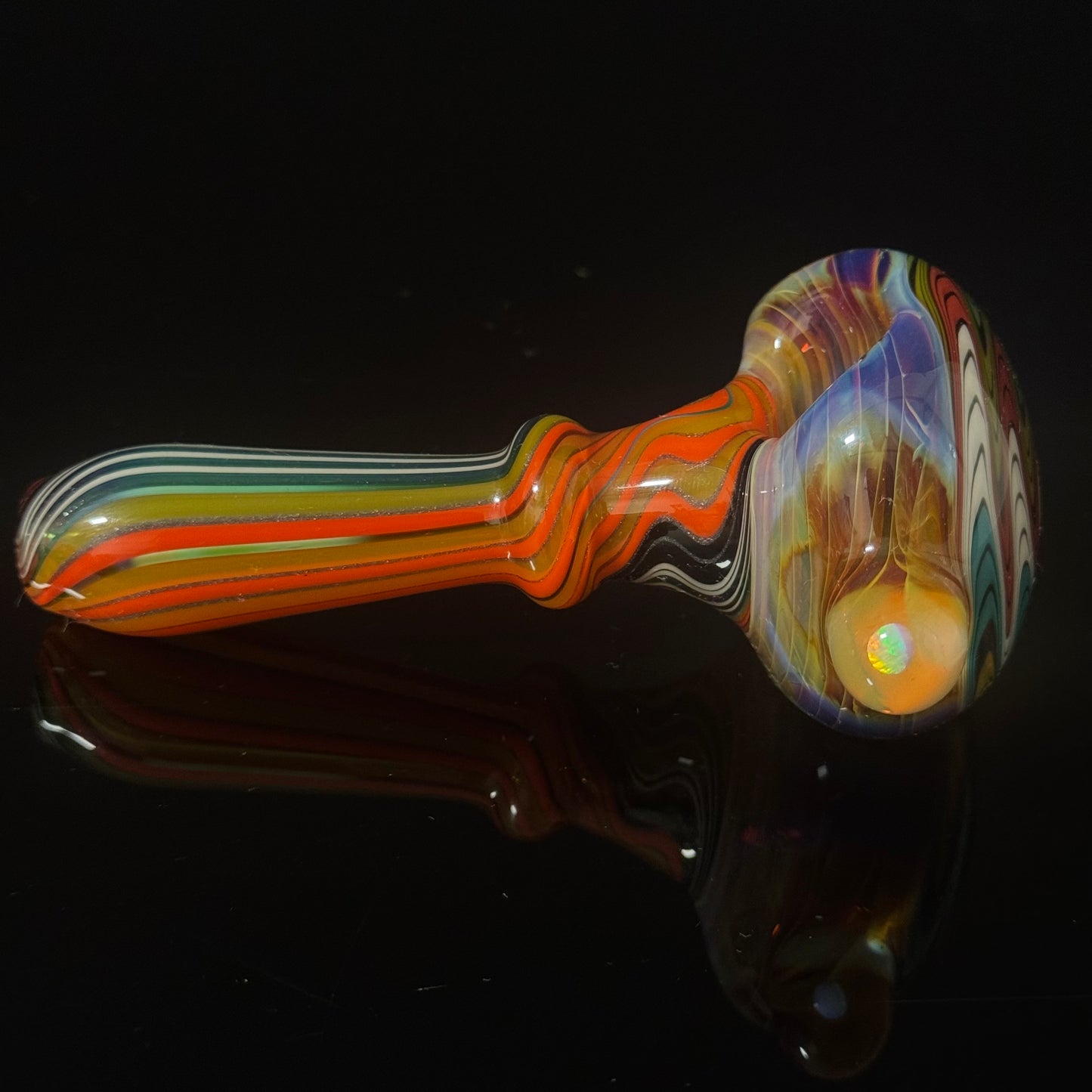 Full Linework Switchback Glass Pipe, Heady Hand Blown with An Opal