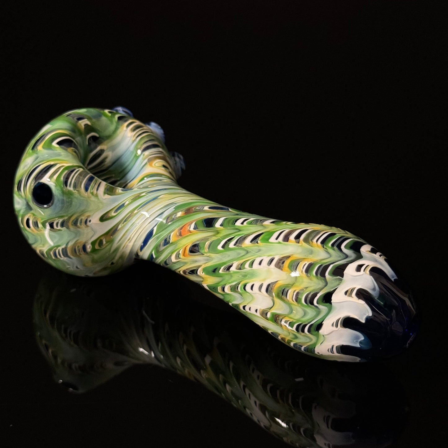 Blue & Green Cobalt Wrapped Color Glass Heady Pipe Hand Blown