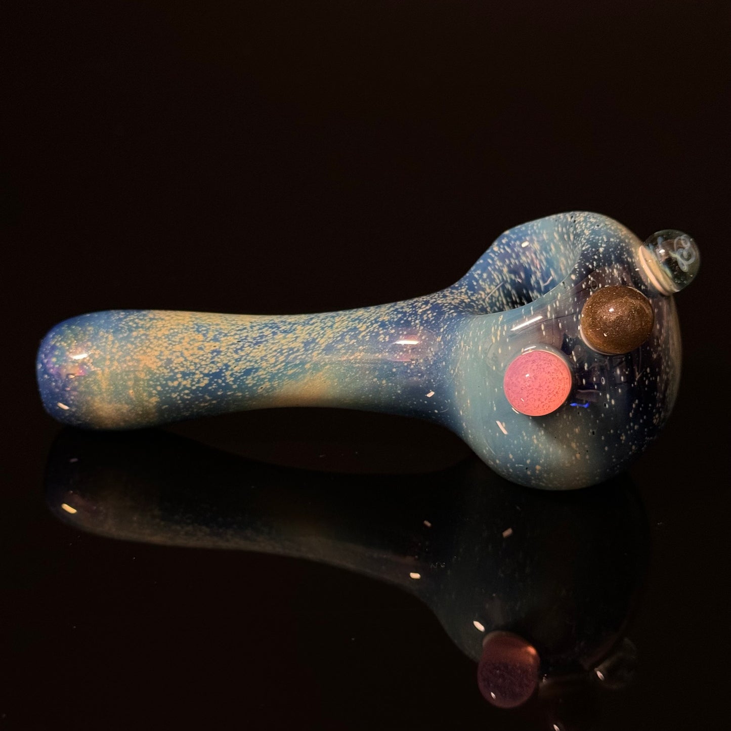 Slyme Blue Space Galaxy Nebula Glass Pipe Silver Fumed Glass Pipe, Heady Hand Blown