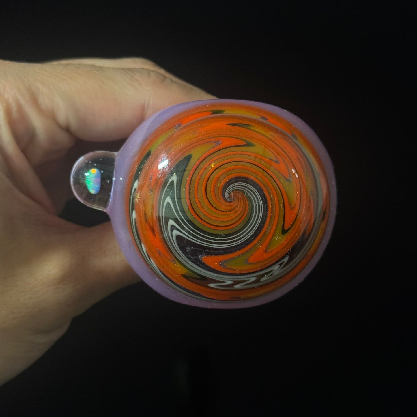 Full Linework Switchback Glass Pipe, Pink Slyme, Heady Hand Blown with An Opal