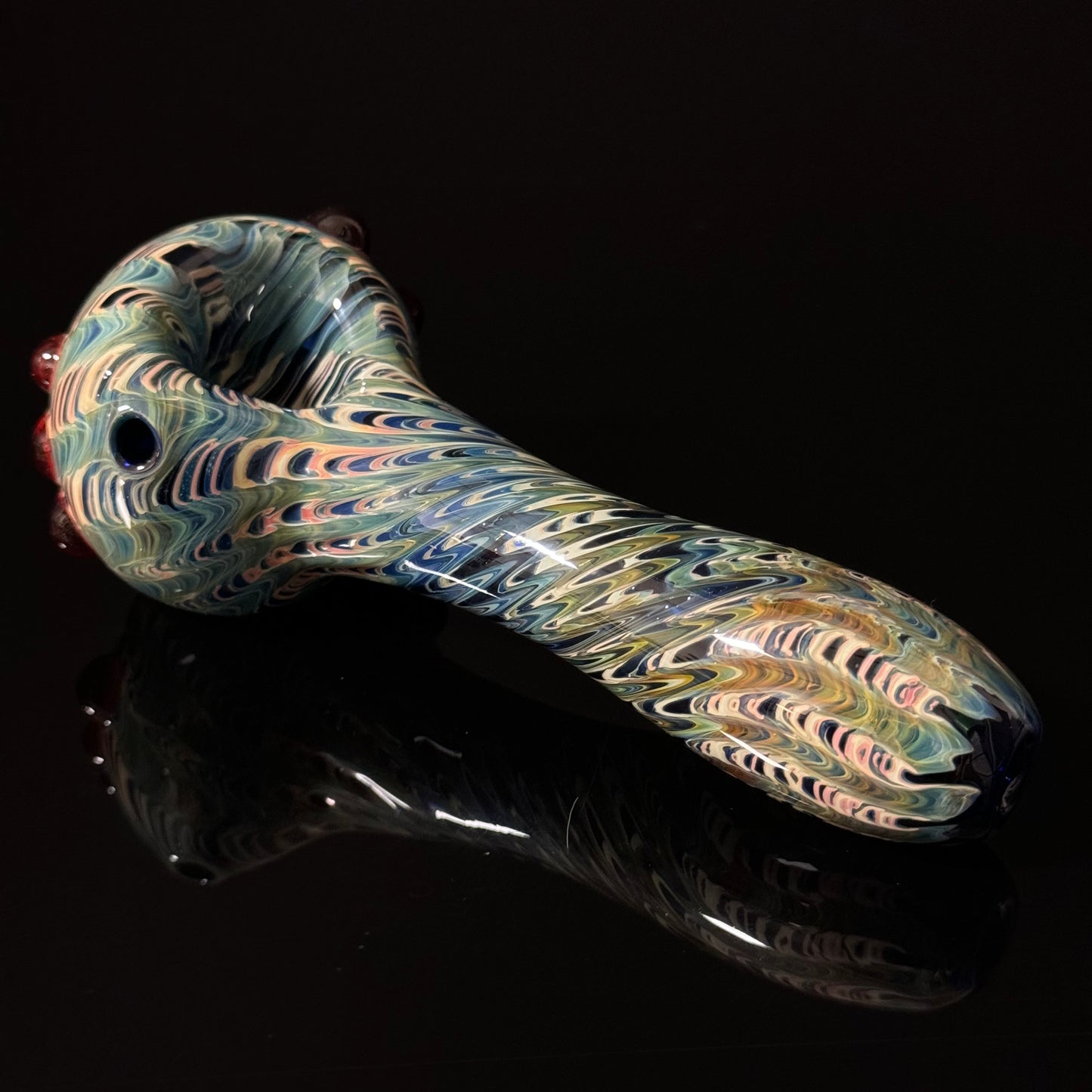 Blue & Green Cobalt Wrapped Color Glass Heady Pipe Hand Blown