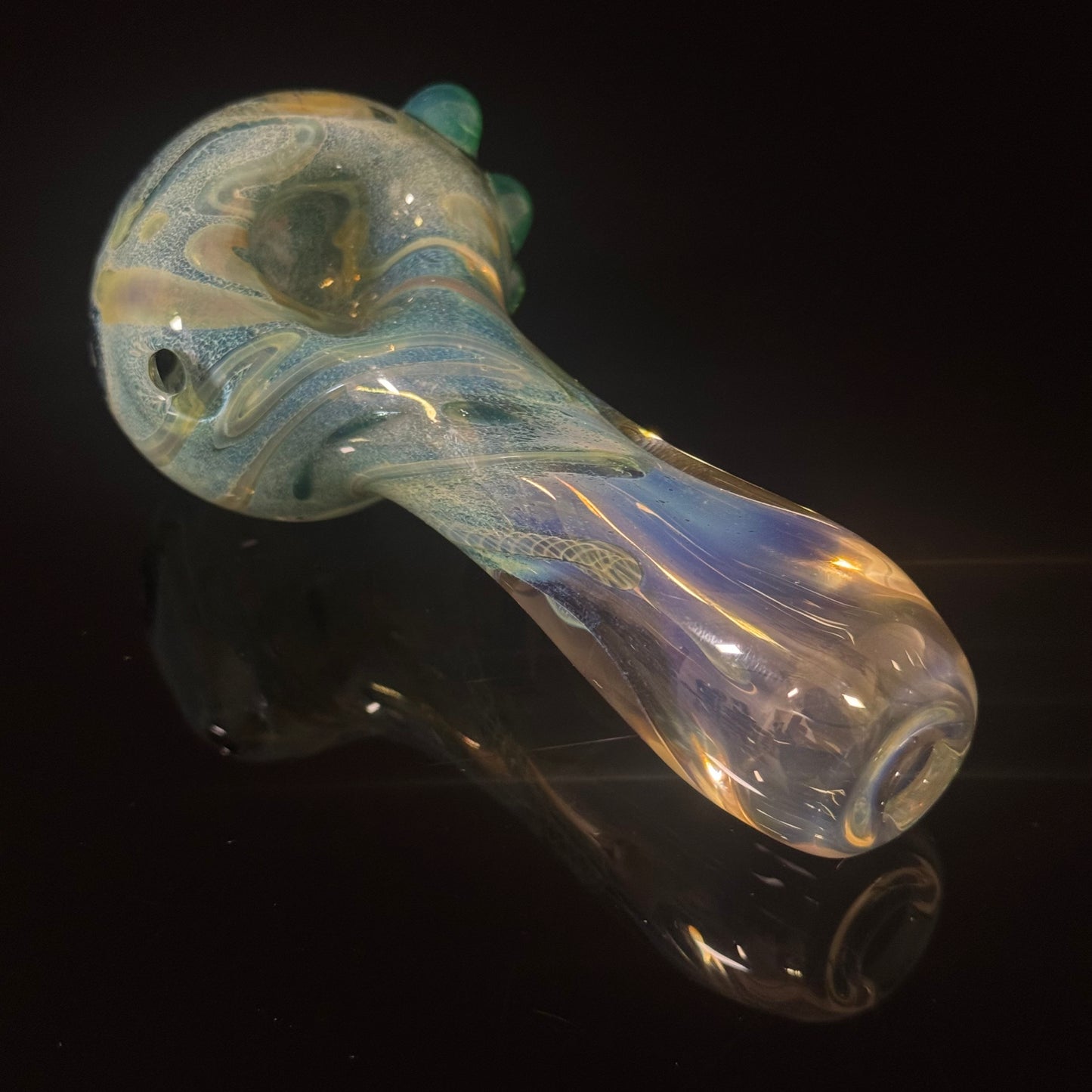 Green Multicolor Inside Out Glass Pipe Heady Pipe Hand Blown Extra Thick