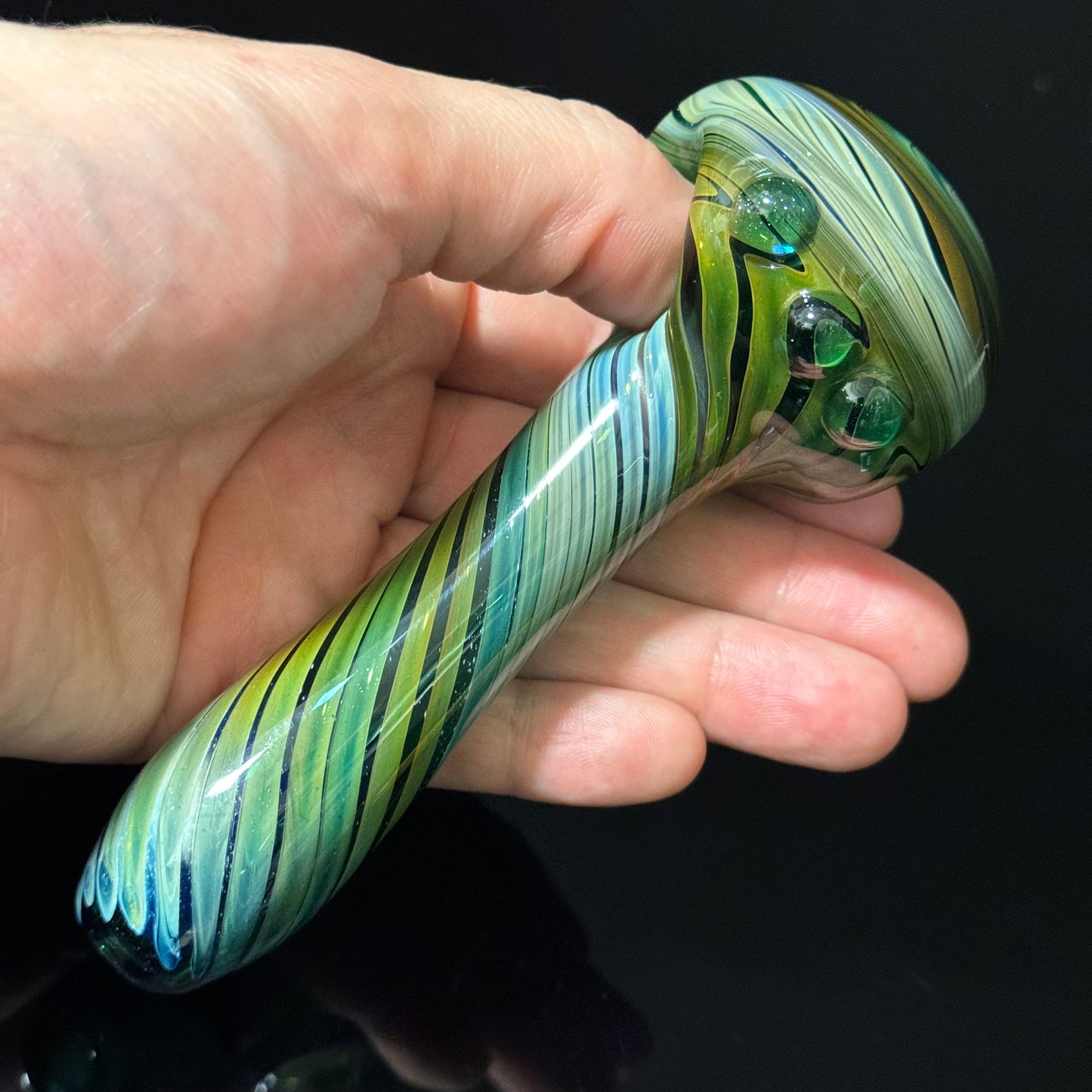 Blue Cobalt Wrapped Color Glass Heady Pipe Hand Blown