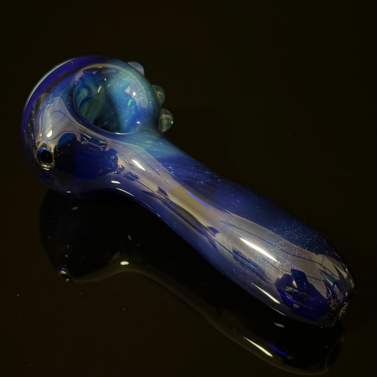 Blue Fumed Cobalt Wrapped Color Glass Heady Pipe Hand Blown