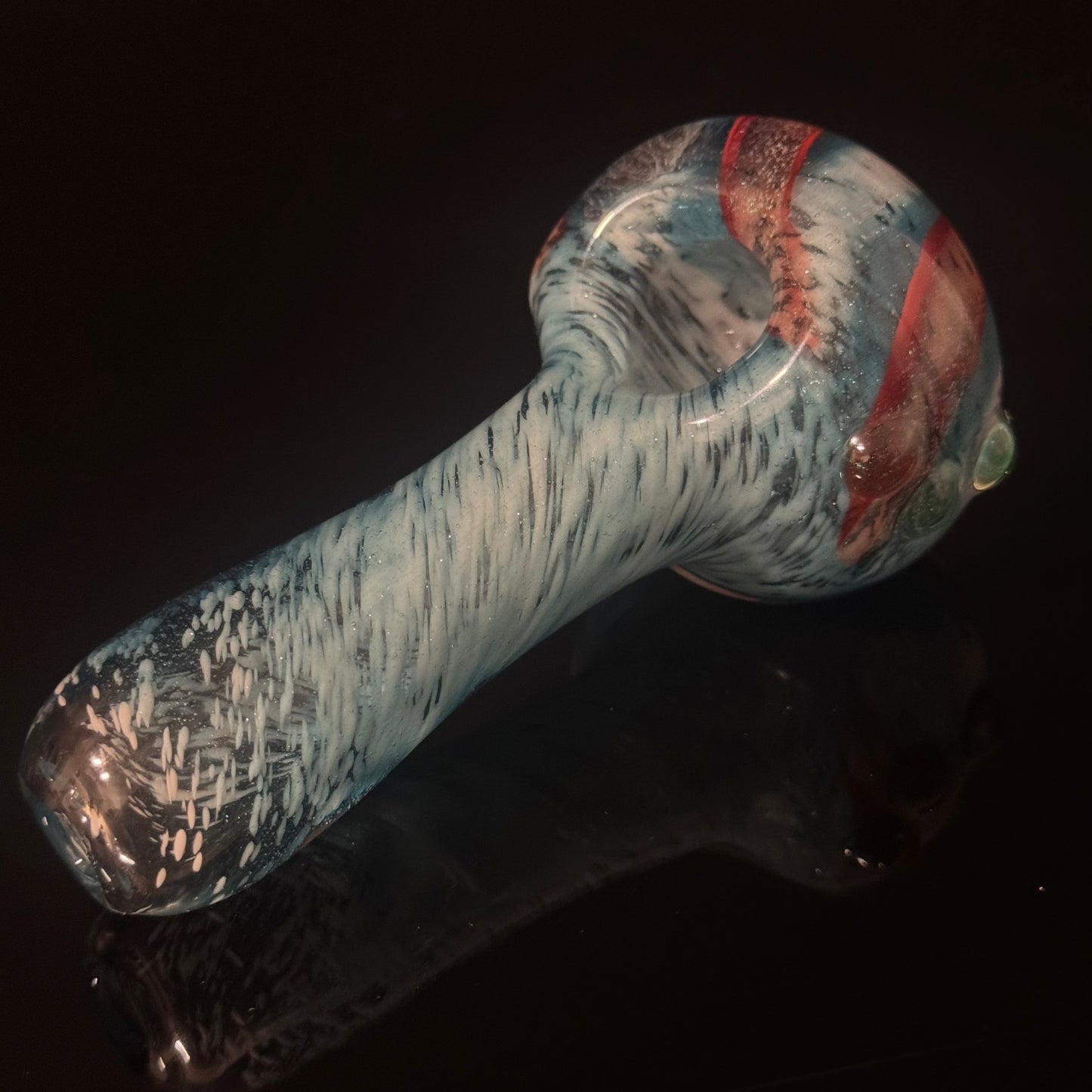 Heavy Inside out Sparkle Blue & White Glass Pipe Heady Pipe Hand Blown
